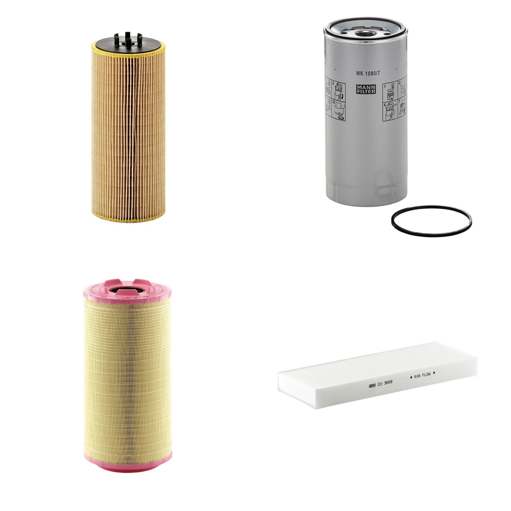 Kit Filtros de Ar Combustível Cabine Ar Condicionado Óleo - Mann-Filter - C271320/3 - CU3869 - HU12110x - WK1080/7x