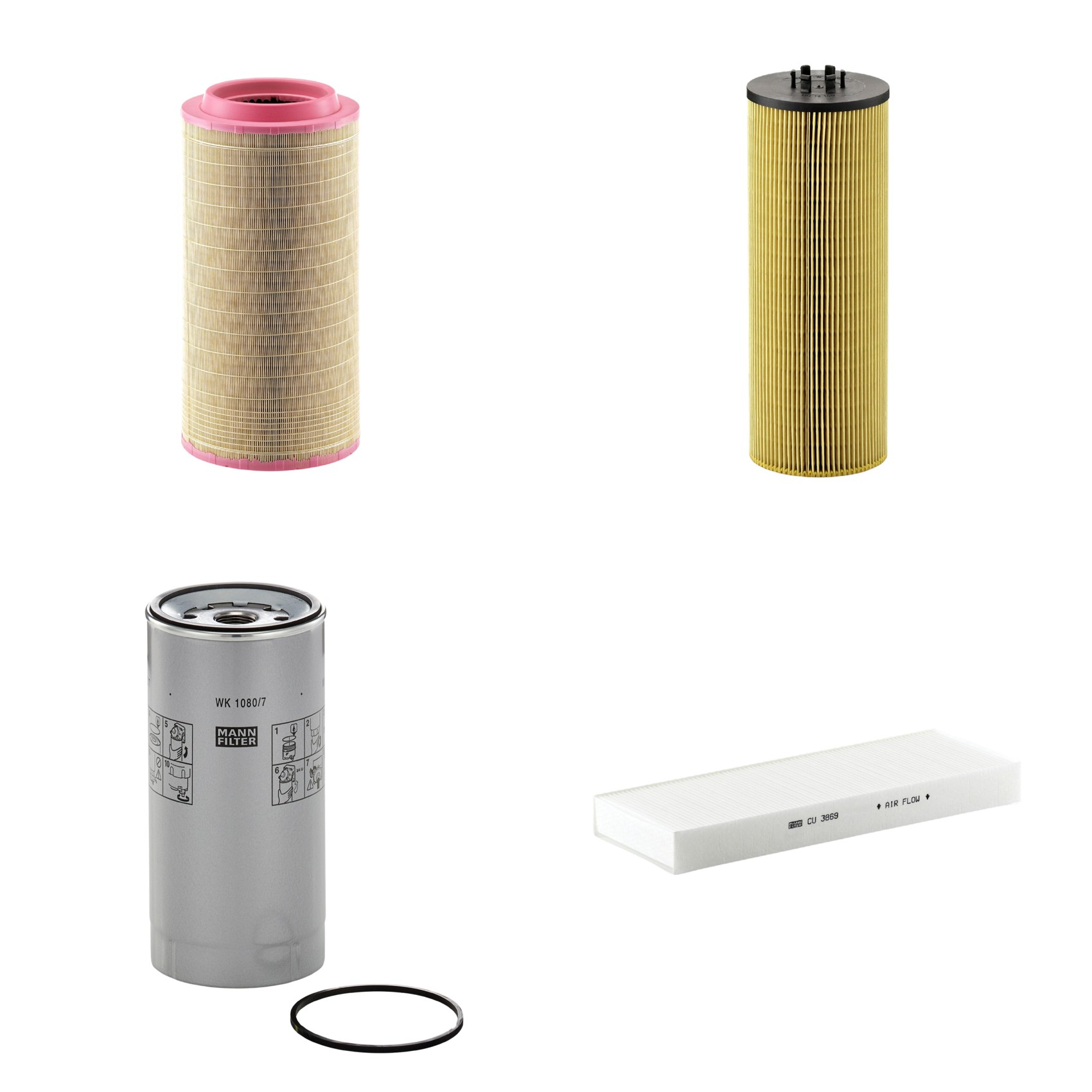 Kit Filtros de Ar Combustível Cabine Ar Condicionado Óleo - Mann-Filter - C271340 - CU3869 - HU12140x - WK1080/7x