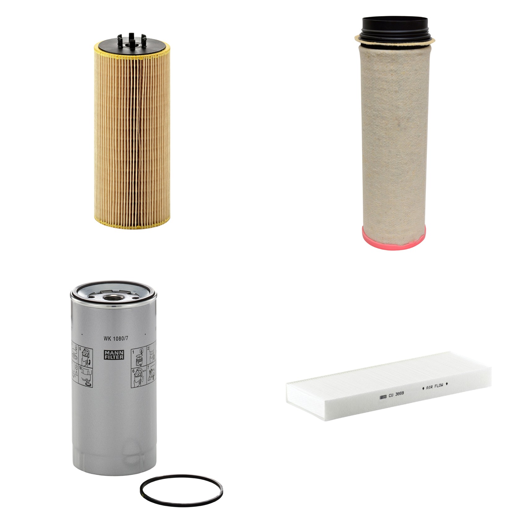 Kit Filtros de Ar Combustível Cabine Ar Condicionado Óleo - Mann-Filter - CF1651 - CU3869 - HU12110x - WK1080/7x