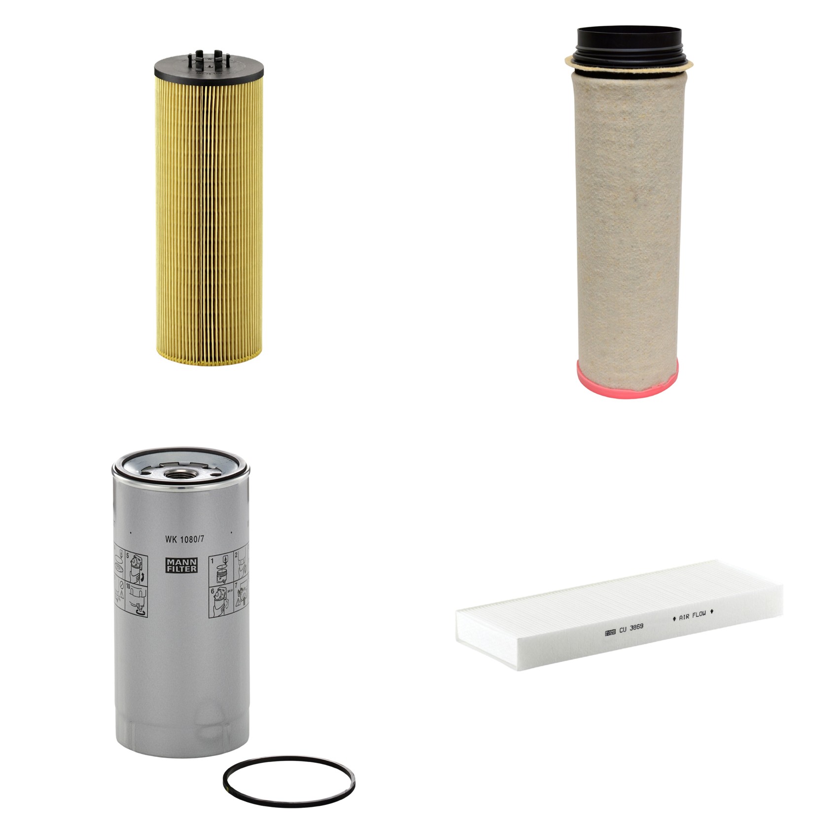 Kit Filtros de Ar Combustível Cabine Ar Condicionado Óleo - Mann-Filter - CF1651 - CU3869 - HU12140x - WK1080/7x