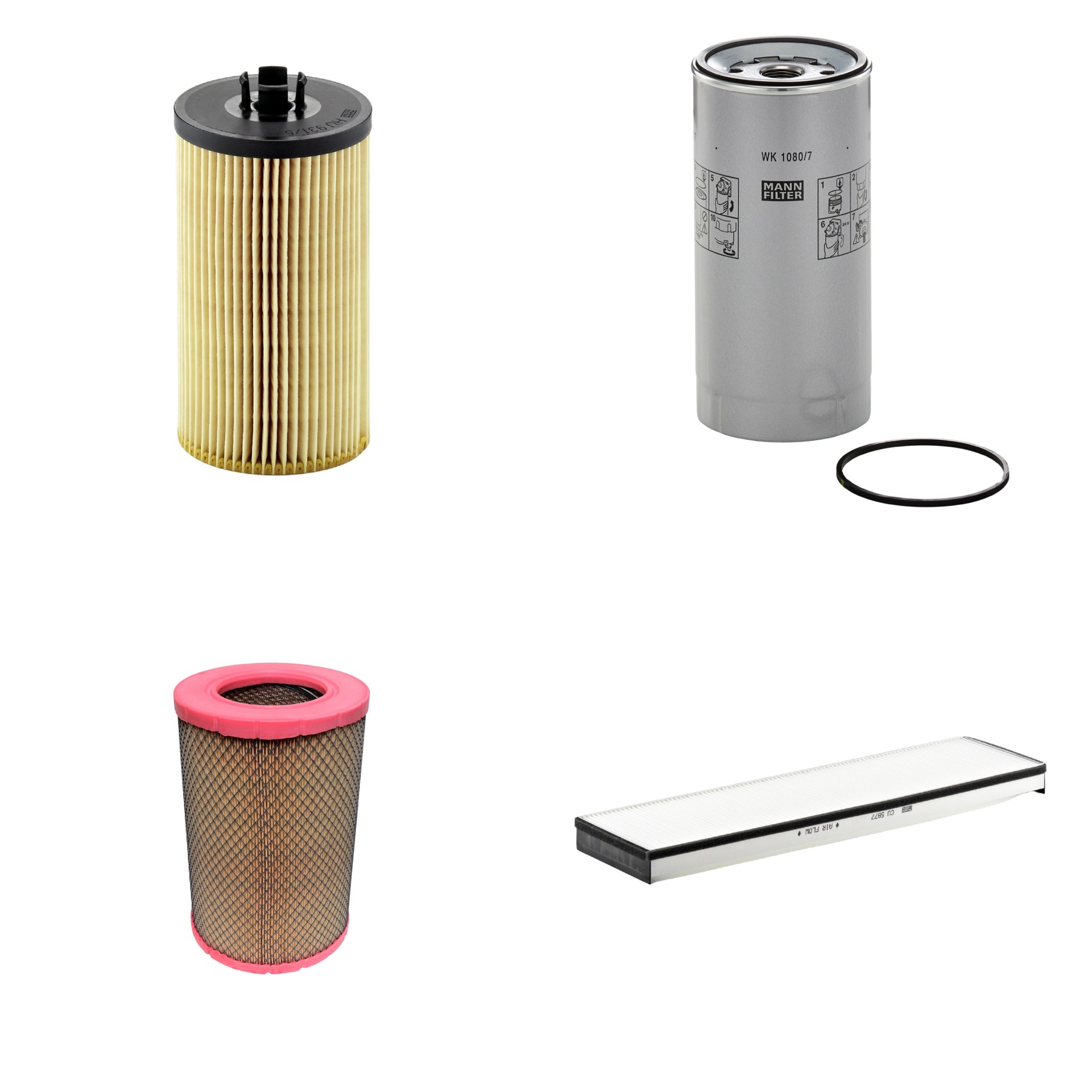Kit Filtros de Ar Combustível Cabine Ar Condicionado Óleo - Mann-Filter - C27844/1 - CU5877 - HU931/5x - WK1080/7x