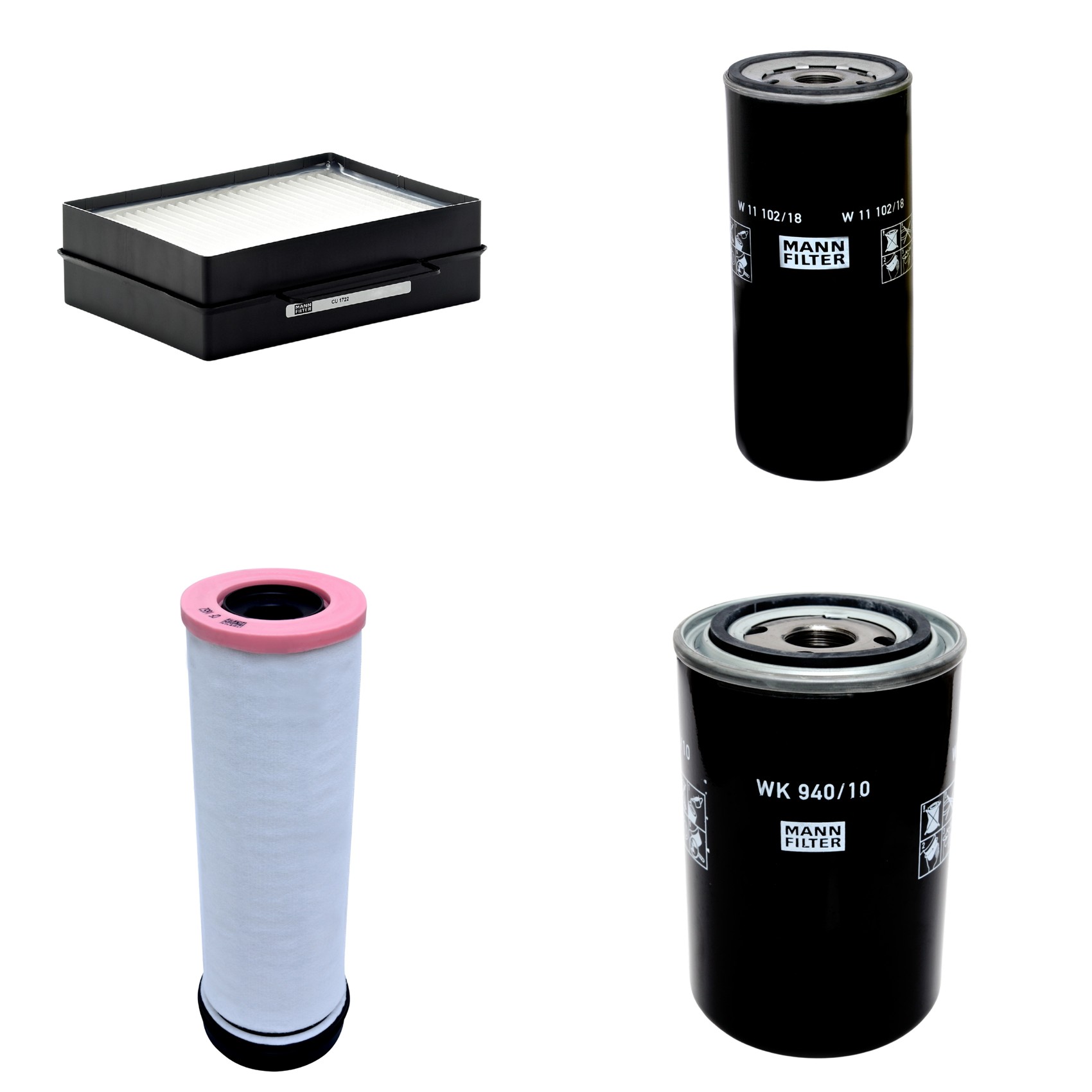 Kit Filtros de Ar Combustível Cabine Ar Condicionado Óleo - Mann-Filter - CF1652 - CU1722 - W11102/18 - WK940/10