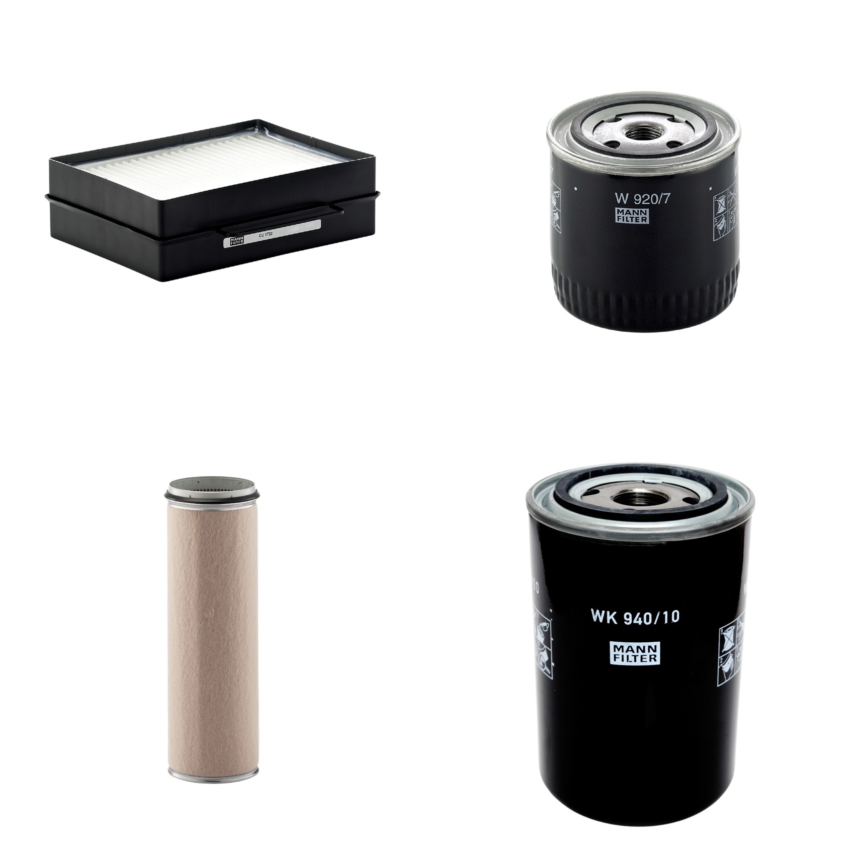 Kit Filtros de Ar Combustível Cabine Ar Condicionado Óleo - Mann-Filter - CF1600 - CU1722 - W920/7 - WK940/10