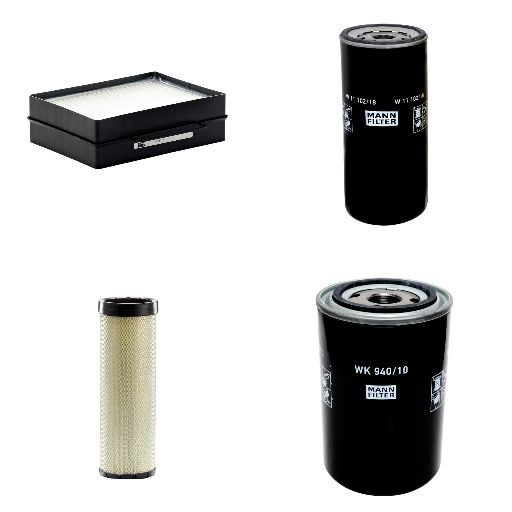 Kit Filtros de Ar Combustível Cabine Ar Condicionado Óleo - Mann-Filter - CF1720 - CU1722 - W11102/18 - WK940/10