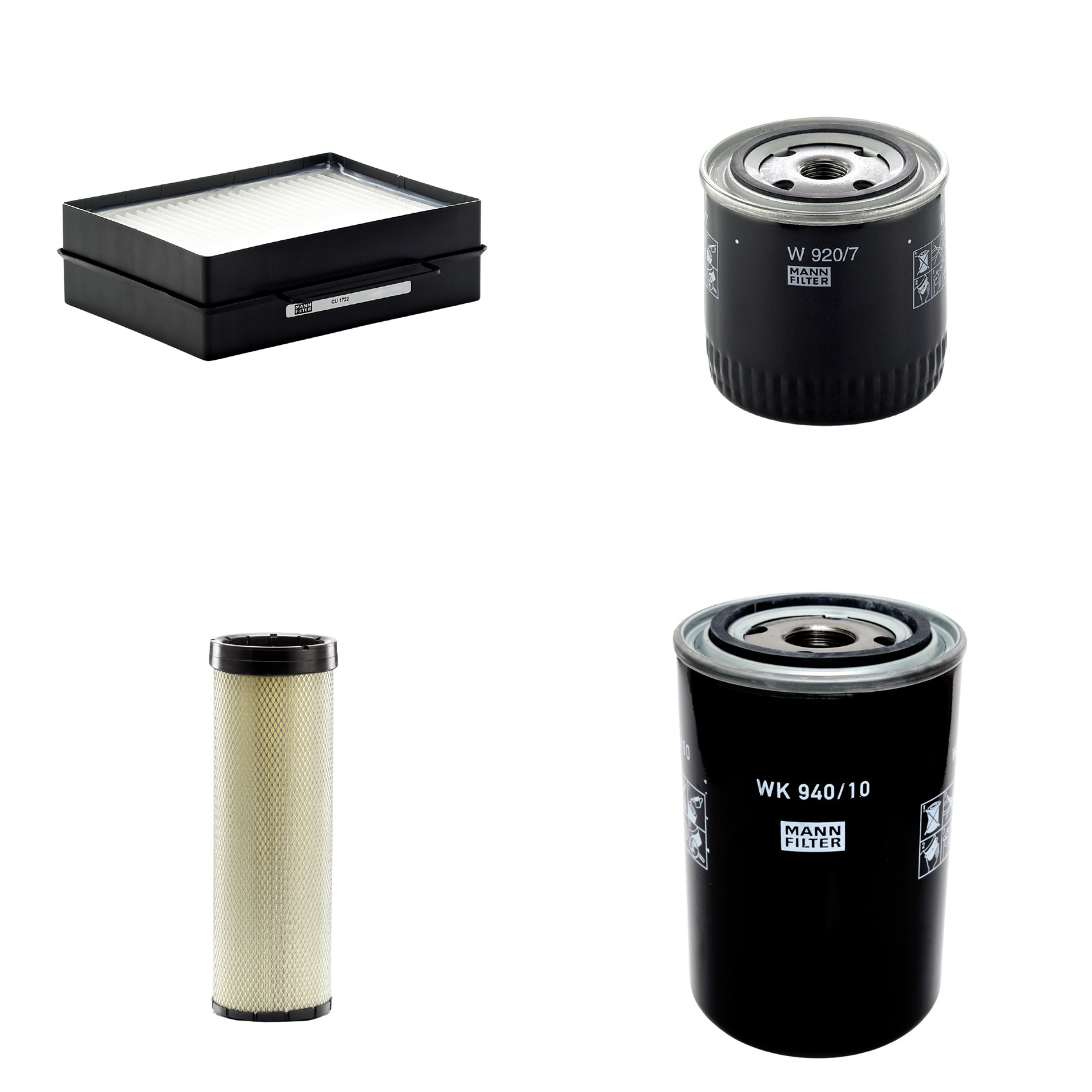 Kit Filtros de Ar Combustível Cabine Ar Condicionado Óleo - Mann-Filter - CF1720 - CU1722 - W920/7 - WK940/10
