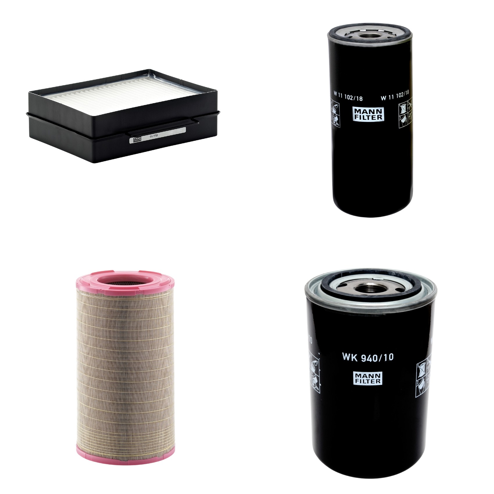 Kit Filtros de Ar Combustível Cabine Ar Condicionado Óleo - Mann-Filter - C301500 - CU1722 - W11102/18 - WK940/10