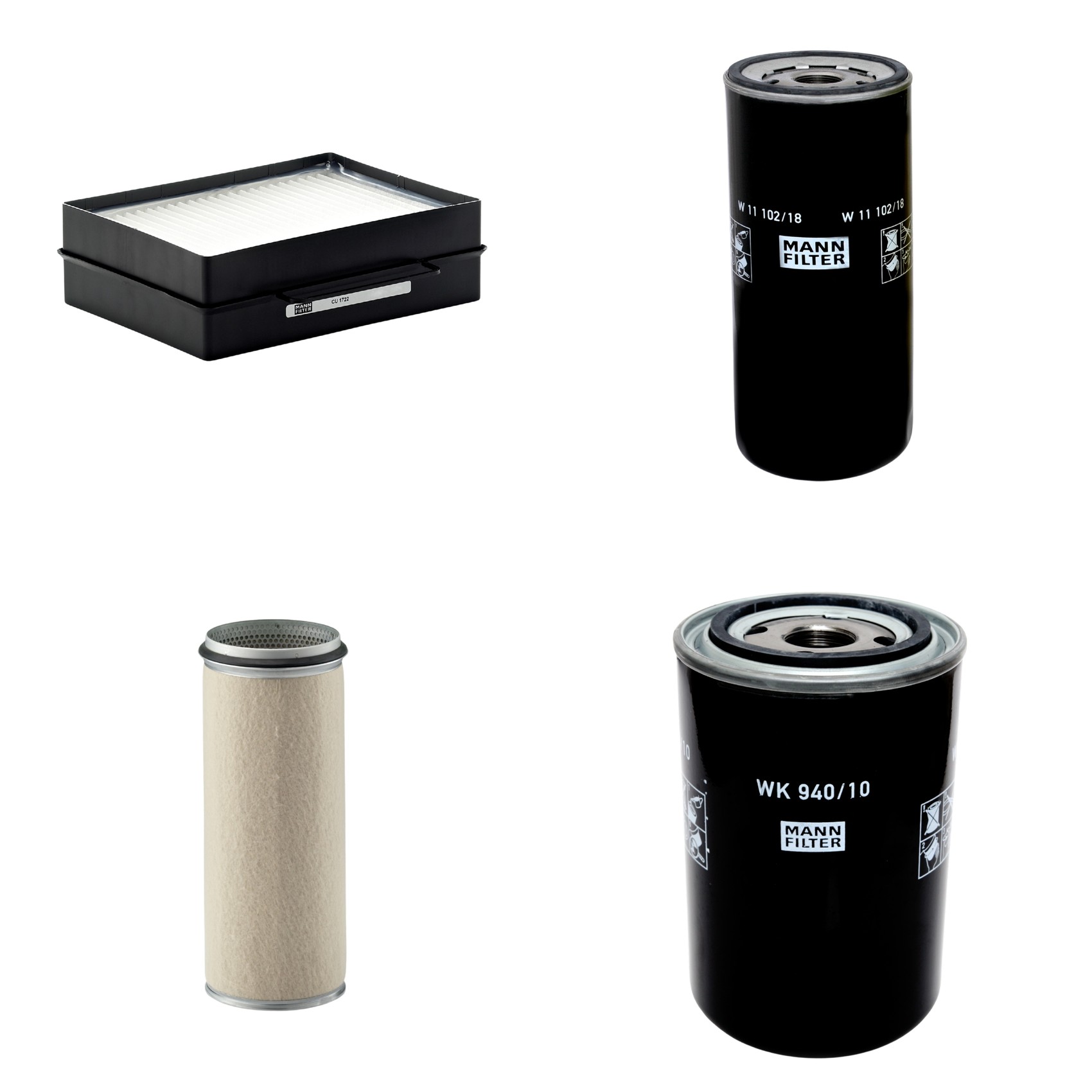 Kit Filtros de Ar Combustível Cabine Ar Condicionado Óleo - Mann-Filter - CF1610 - CU1722 - W11102/18 - WK940/10