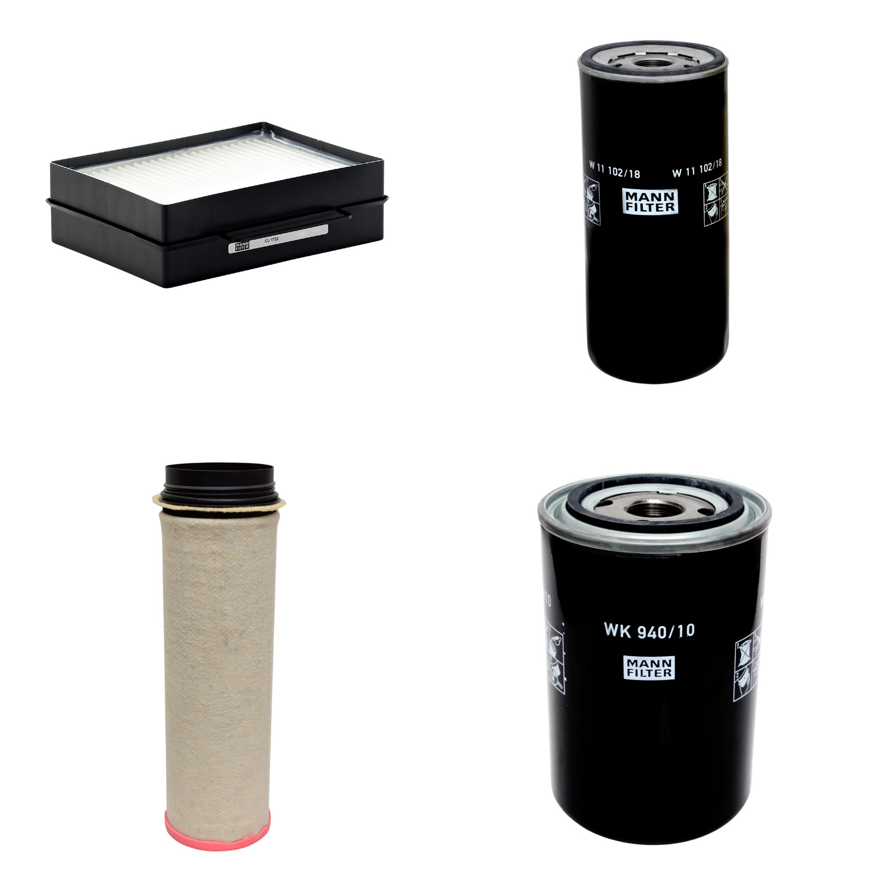 Kit Filtros de Ar Combustível Cabine Ar Condicionado Óleo - Mann-Filter - CF1651 - CU1722 - W11102/18 - WK940/10
