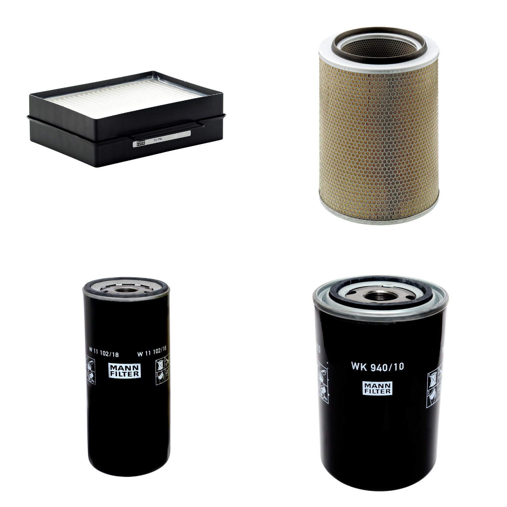 Kit Filtros de Ar Combustível Cabine Ar Condicionado Óleo - Mann-Filter - C30703 - CU1722 - W11102/18 - WK940/10