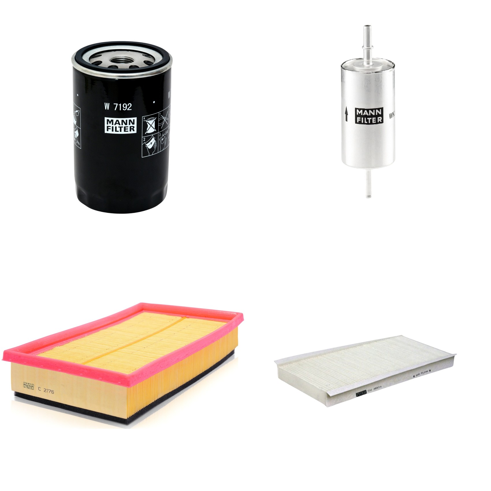 Kit Filtros de Ar Combustível Cabine Ar Condicionado Óleo - Mann-Filter - C2776 - CU3567/1 - W7192 - WK512/1