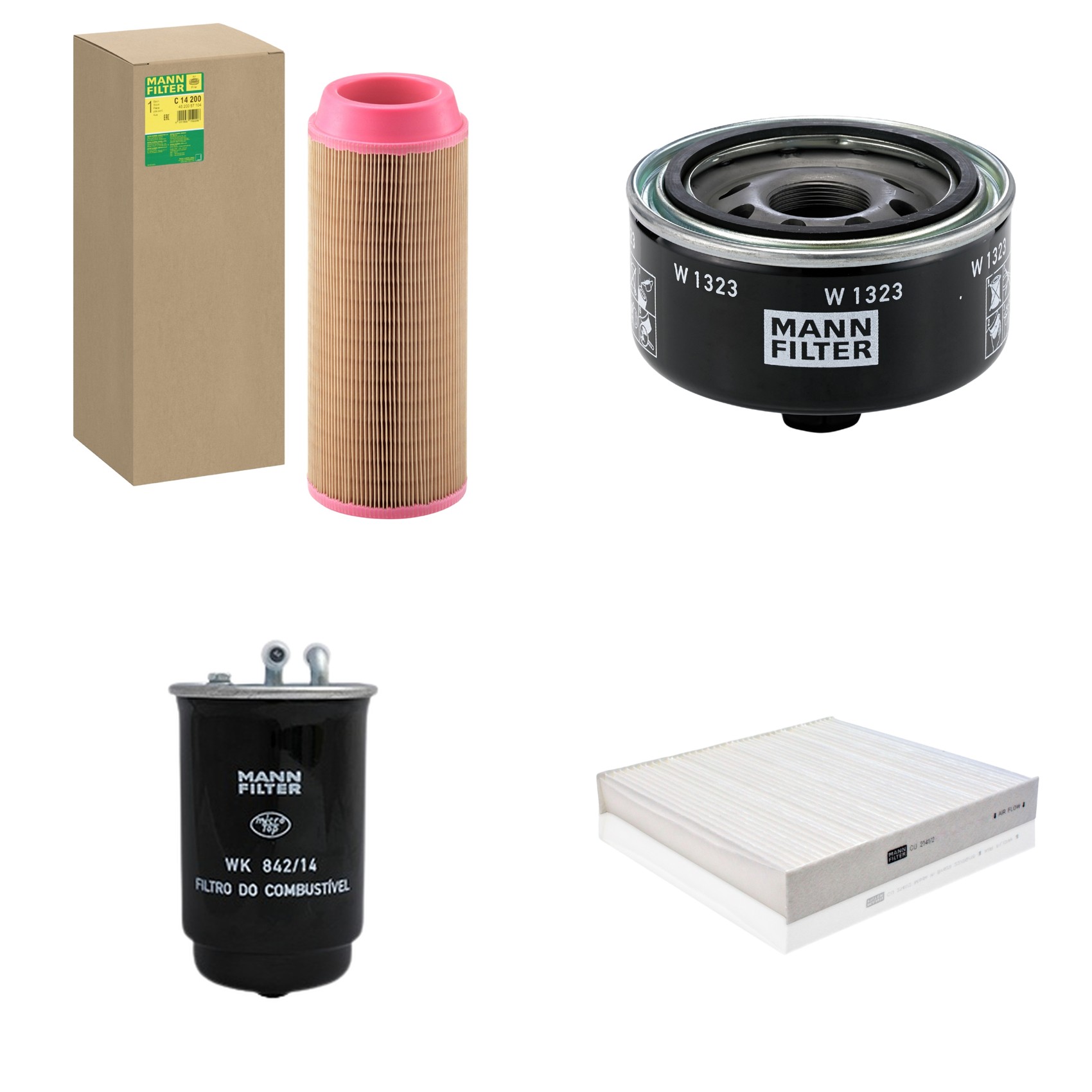 Kit Filtros de Ar Combustível Cabine Ar Condicionado Óleo - Mann-Filter - C14200 - CU2141/2 - W1323 - WK842/14