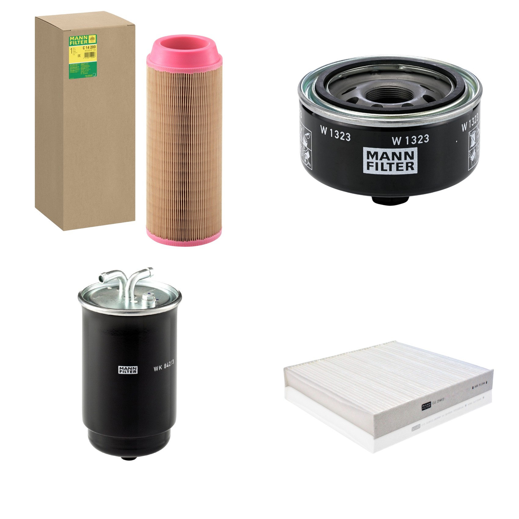 Kit Filtros de Ar Combustível Cabine Ar Condicionado Óleo - Mann-Filter - C14200 - CU2141/2 - W1323 - WK842/3