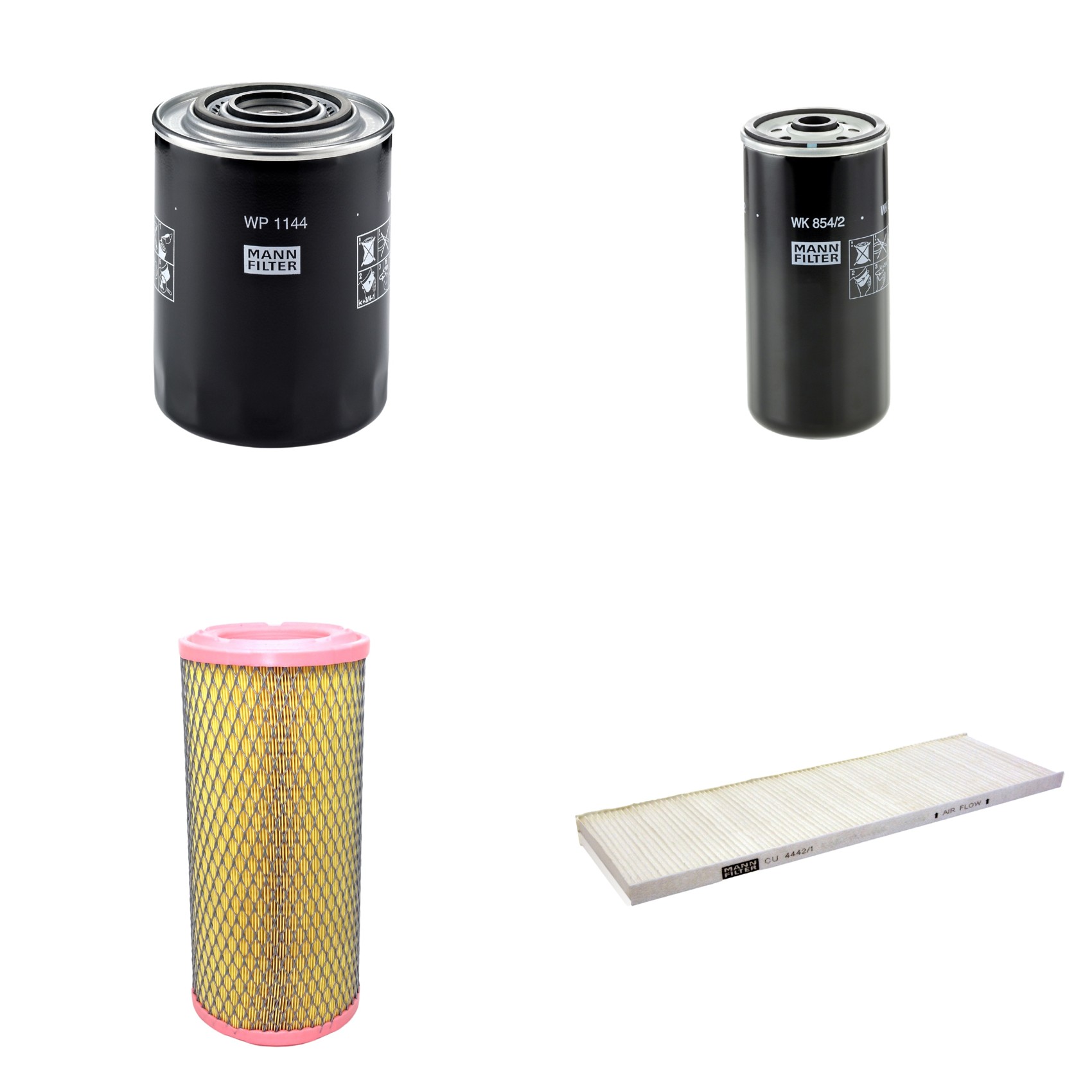 Kit Filtros de Ar Combustível Cabine Ar Condicionado Óleo - Mann-Filter - C17337/3 - CU4442/1 - WK854/2 - WP1144