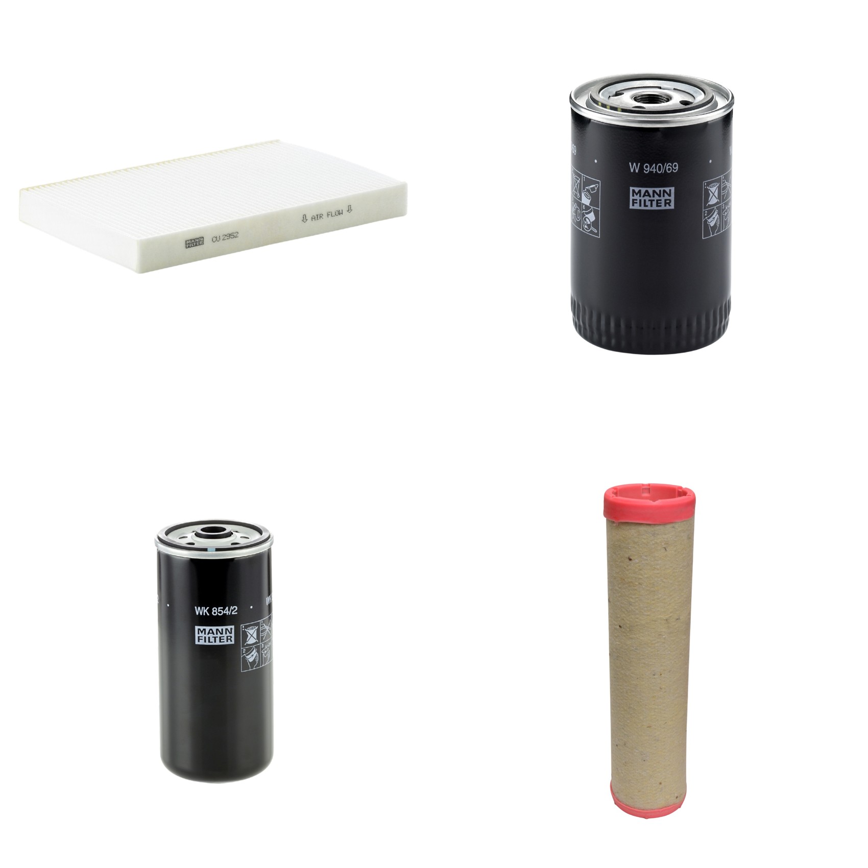 Kit Filtros de Ar Combustível Cabine Ar Condicionado Óleo - Mann-Filter - CF1150 - CU2952 - W940/69 - WK854/2