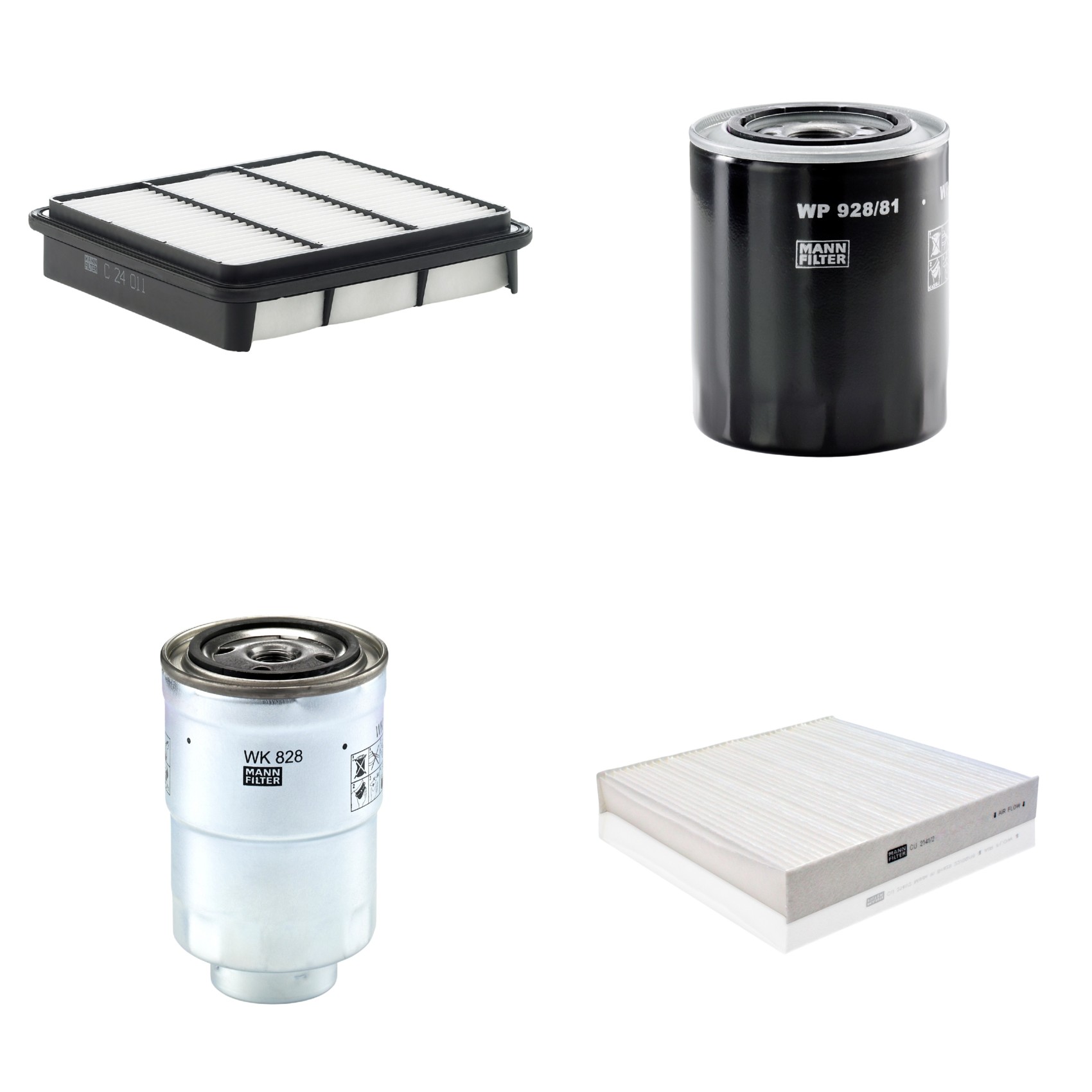 Kit Filtros de Ar Combustível Cabine Ar Condicionado Óleo - Mann-Filter - C24011 - CU2141/2 - WK828x - WP928/81