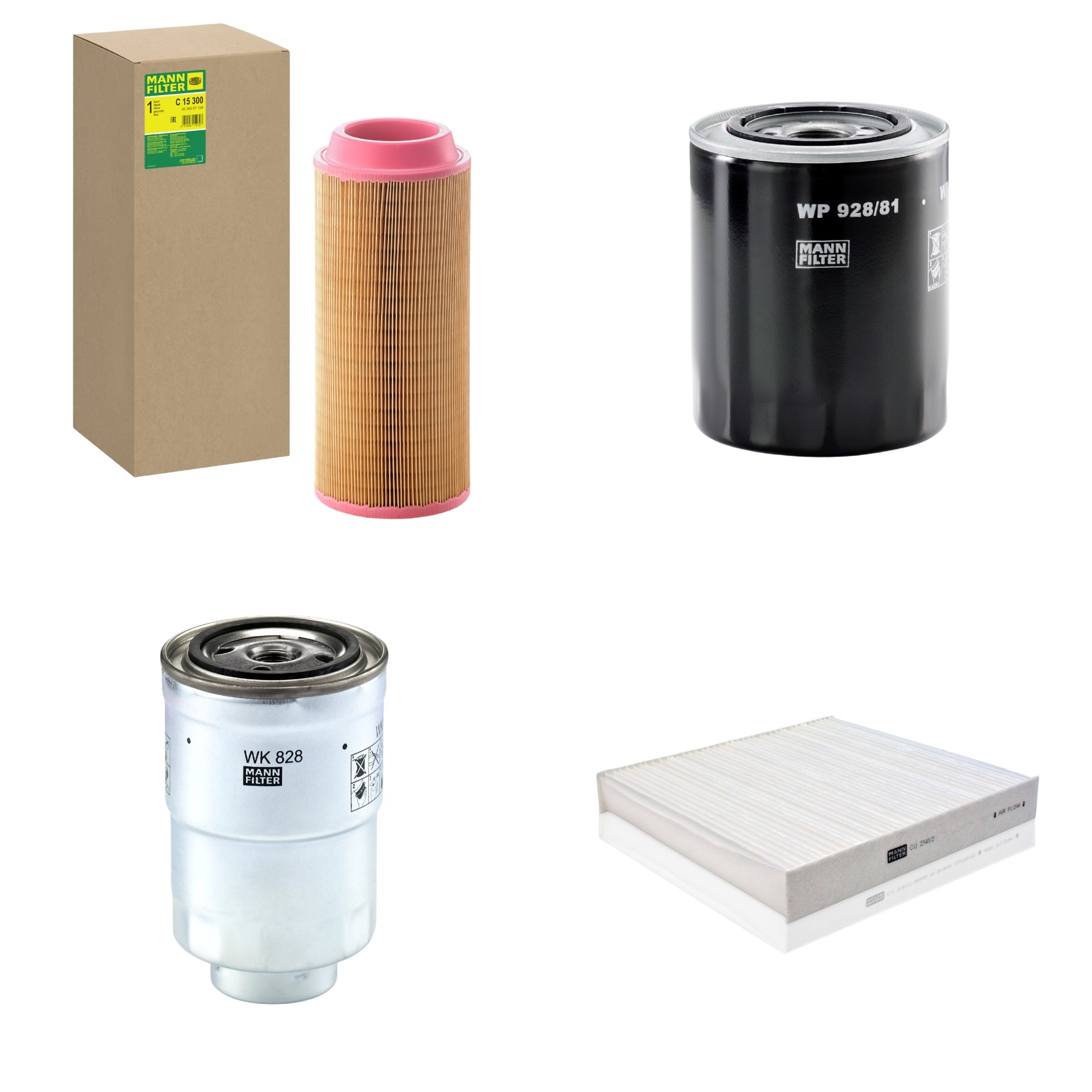 Kit Filtros de Ar Combustível Cabine Ar Condicionado Óleo - Mann-Filter - C15300 - CU2141/2 - WK828x - WP928/81