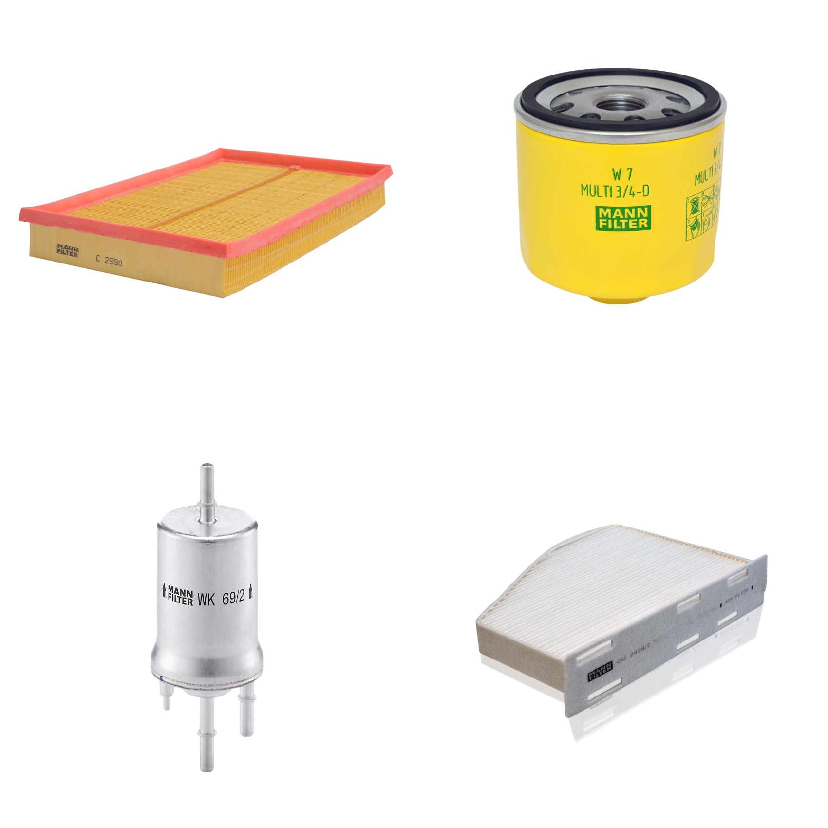 Kit Filtros de Ar Combustível Cabine Ar Condicionado Óleo - Mann-Filter - C2990 - CU2939/2 - W7MULTI3/4-D - WK69/2