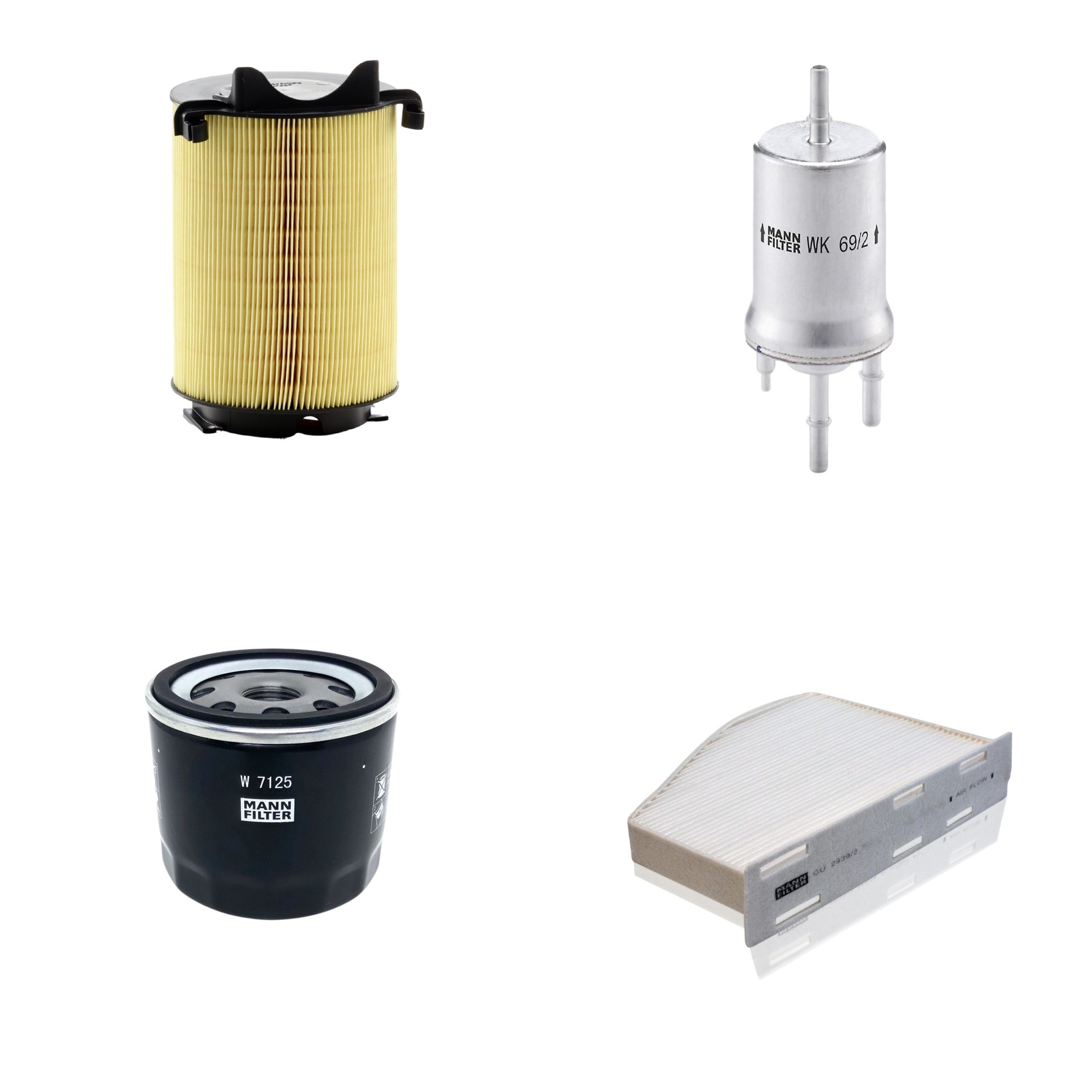 Kit Filtros de Ar Combustível Cabine Ar Condicionado Óleo - Mann-Filter - C14130 - CU2939/2 - W7125 - WK69/2