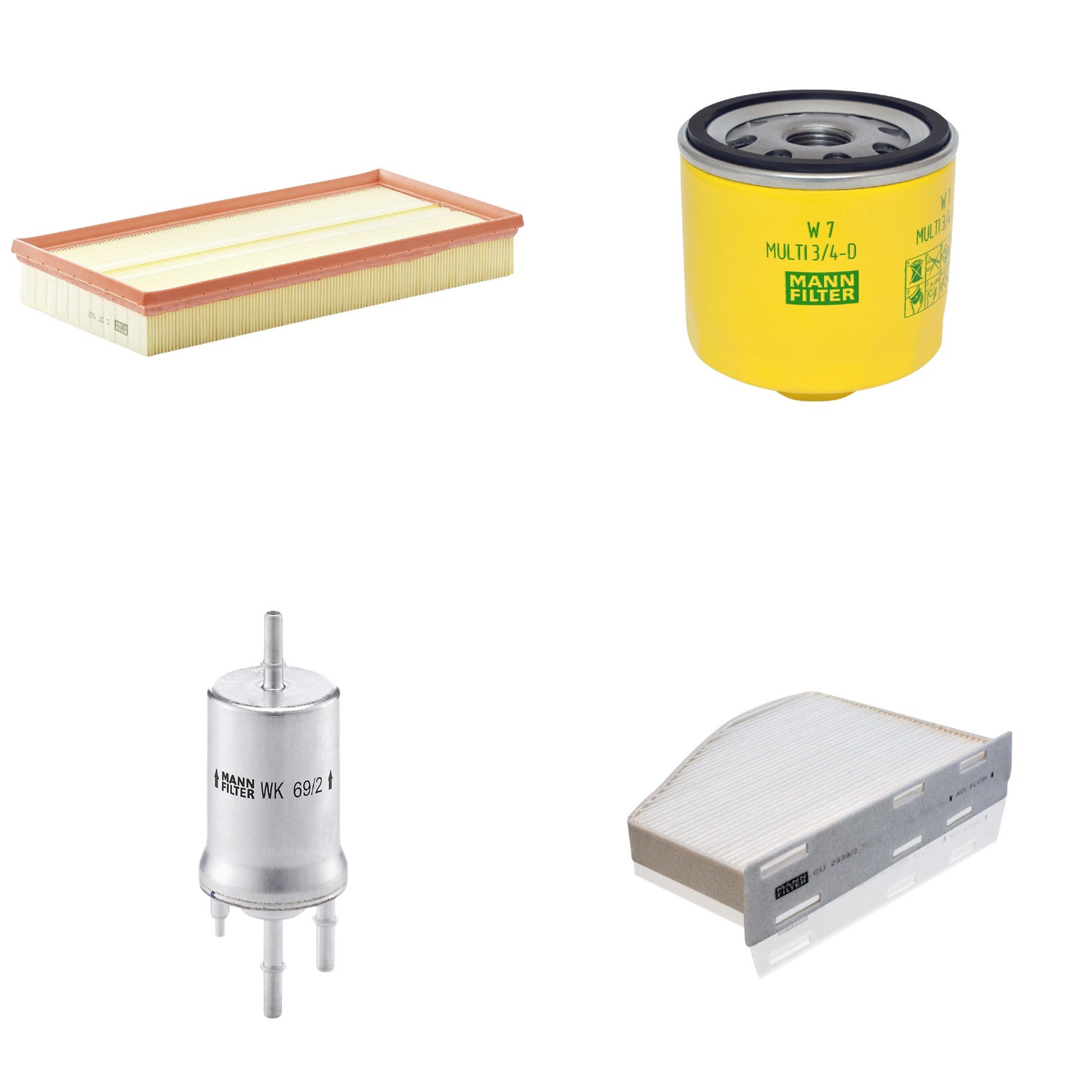 Kit Filtros de Ar Combustível Cabine Ar Condicionado Óleo - Mann-Filter - C37153 - CU2939/2 - W7MULTI3/4-D - WK69/2