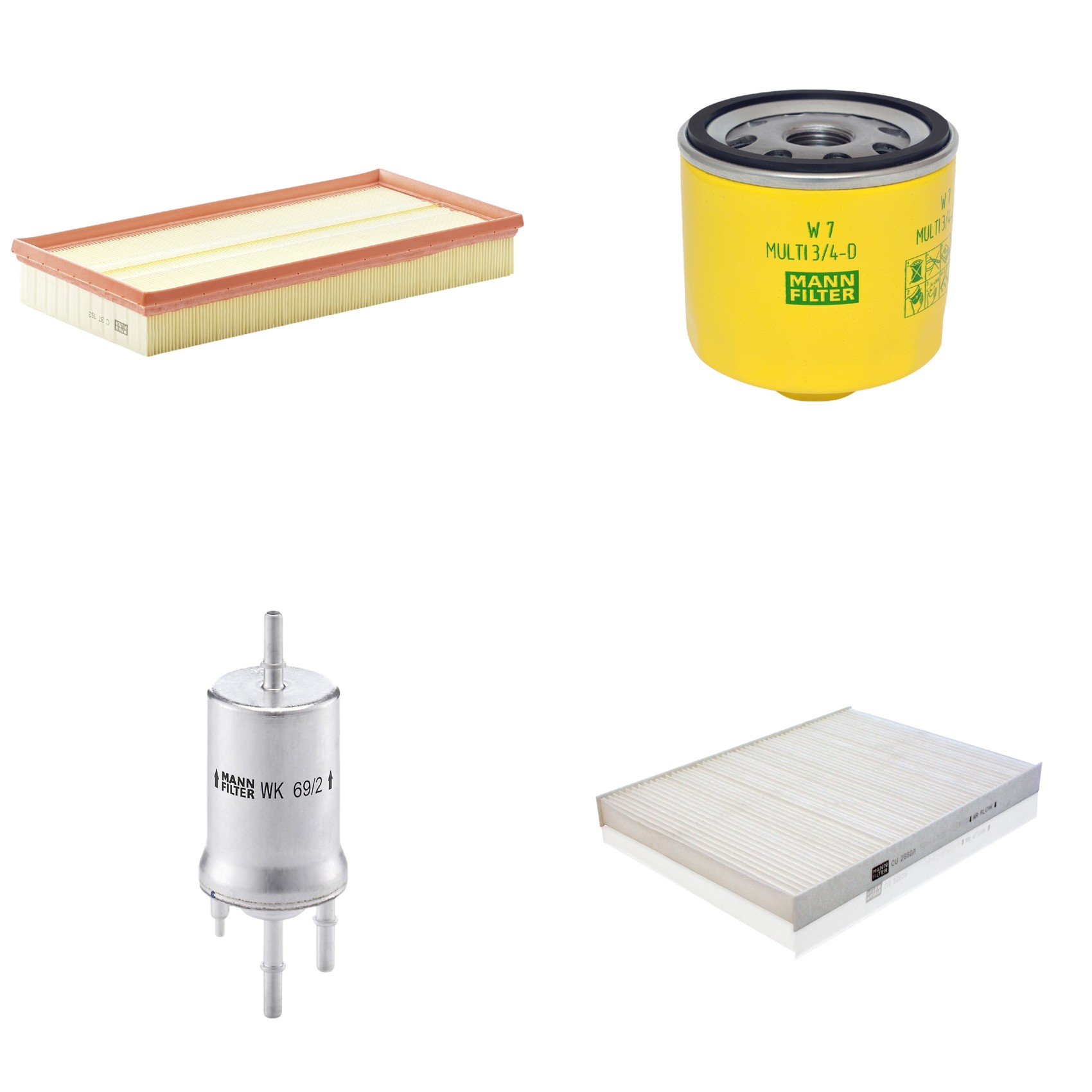 Kit Filtros de Ar Combustível Cabine Ar Condicionado Óleo - Mann-Filter - C37153 - CU2882/1 - W7MULTI3/4-D - WK69/2