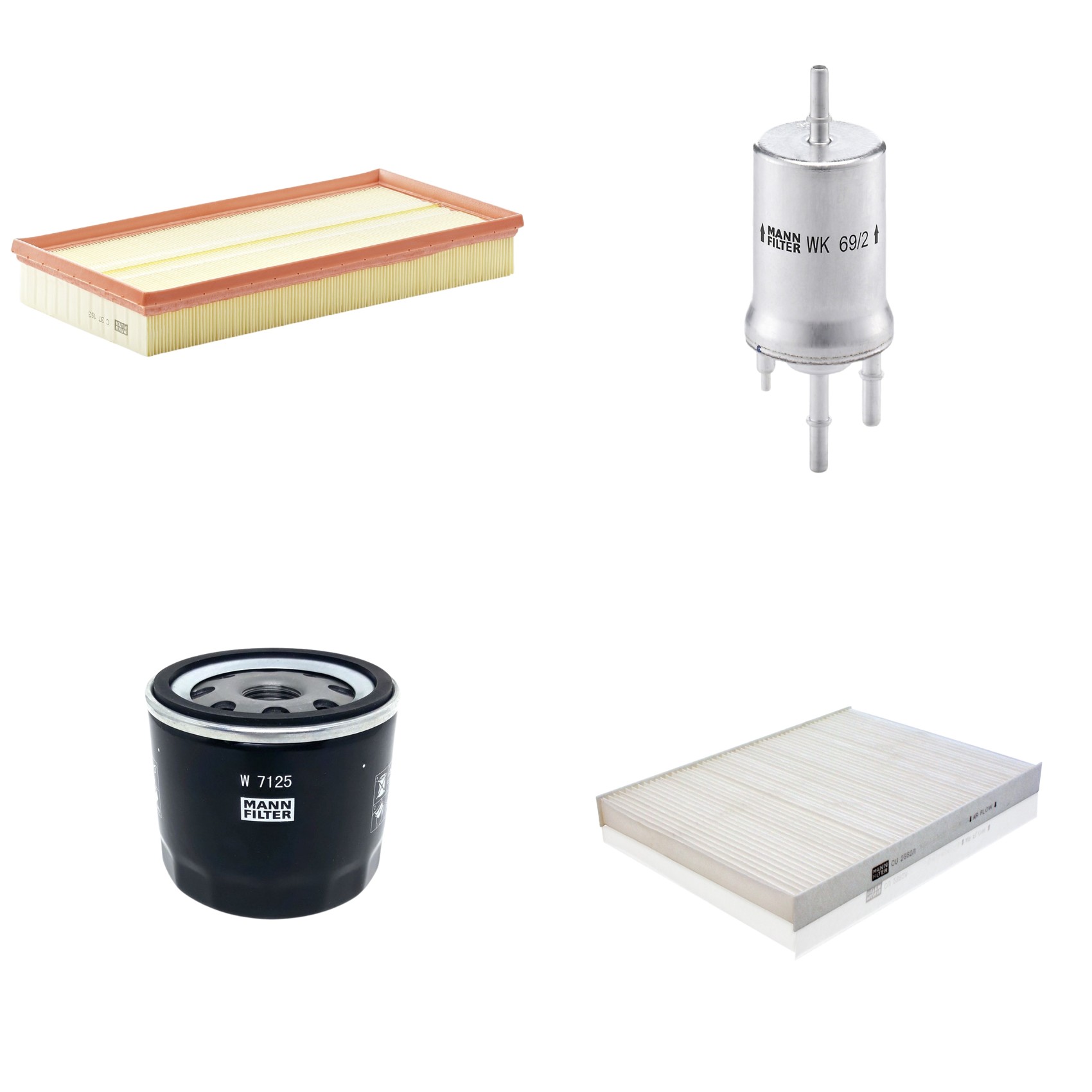 Kit Filtros de Ar Combustível Cabine Ar Condicionado Óleo - Mann-Filter - C37153 - CU2882/1 - W7125 - WK69/2