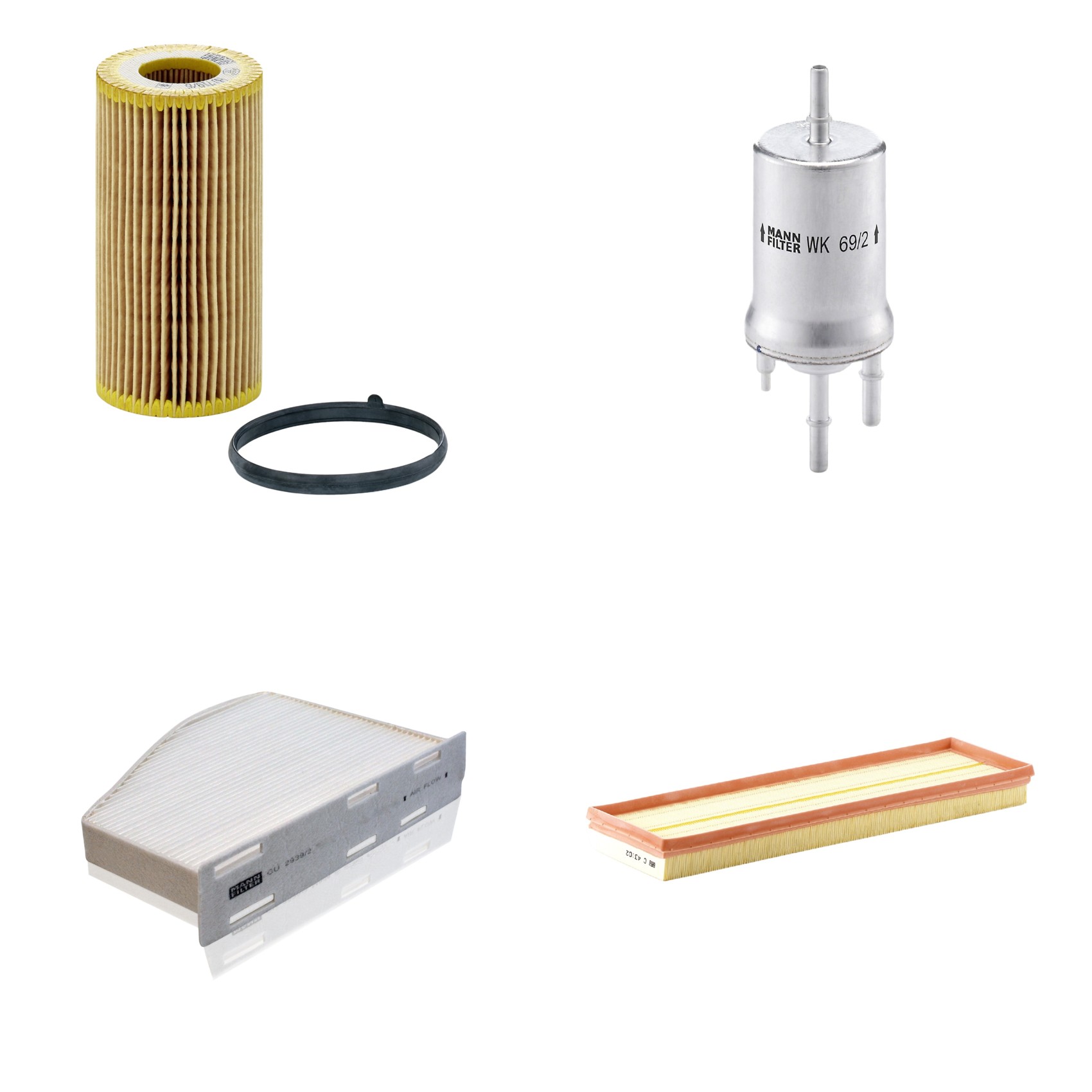 Kit Filtros de Ar Combustível Cabine Ar Condicionado Óleo - Mann-Filter - C43102 - CU2939/2 - HU719/6x - WK69/2