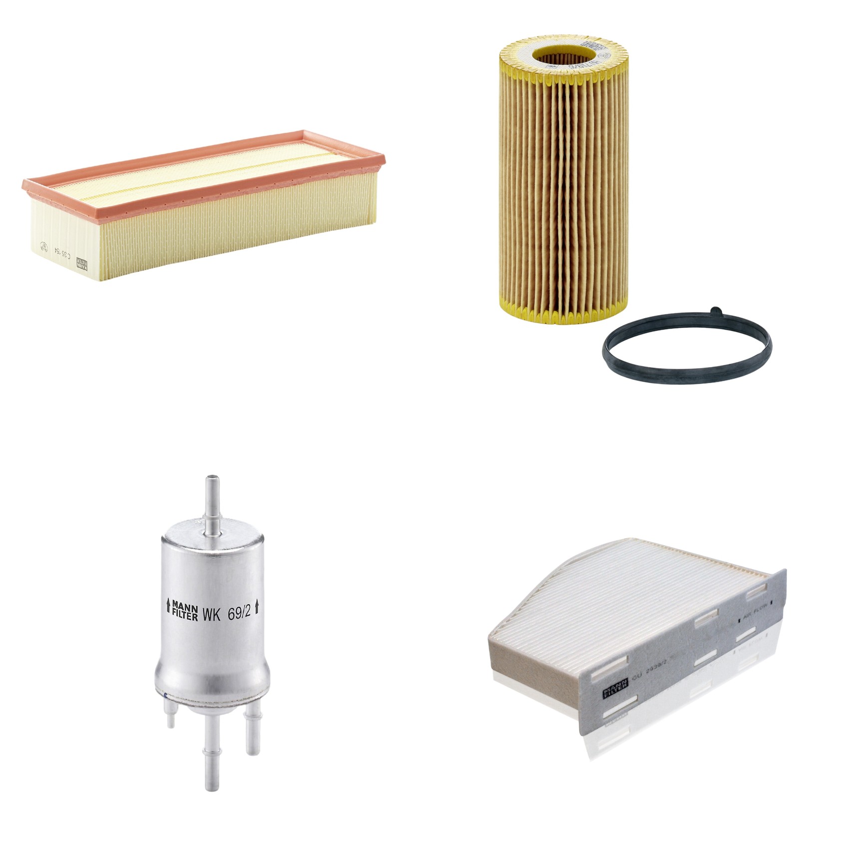 Kit Filtros de Ar Combustível Cabine Ar Condicionado Óleo - Mann-Filter - C35154 - CU2939/2 - HU719/6x - WK69/2