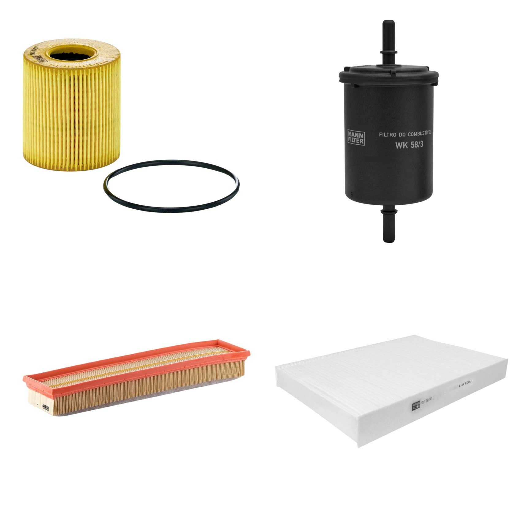 Kit Filtros de Ar Combustível Cabine Ar Condicionado Óleo - Mann-Filter - C4292/2 - CU2940/1 - HU711/51x - WK58/3