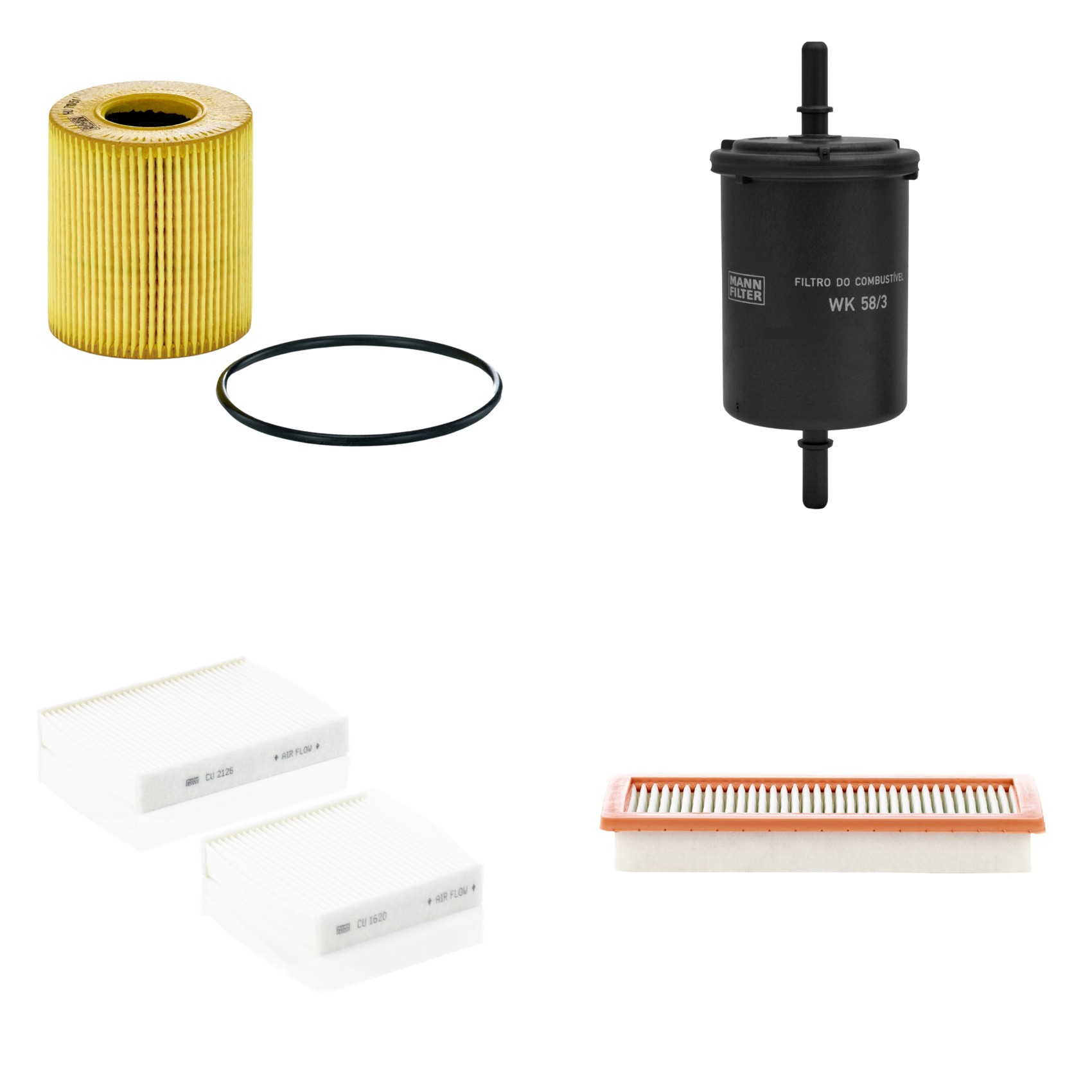 Kit Filtros de Ar Combustível Cabine Ar Condicionado Óleo - Mann-Filter - C36003 - CU21000-2 - HU711/51x - WK58/3