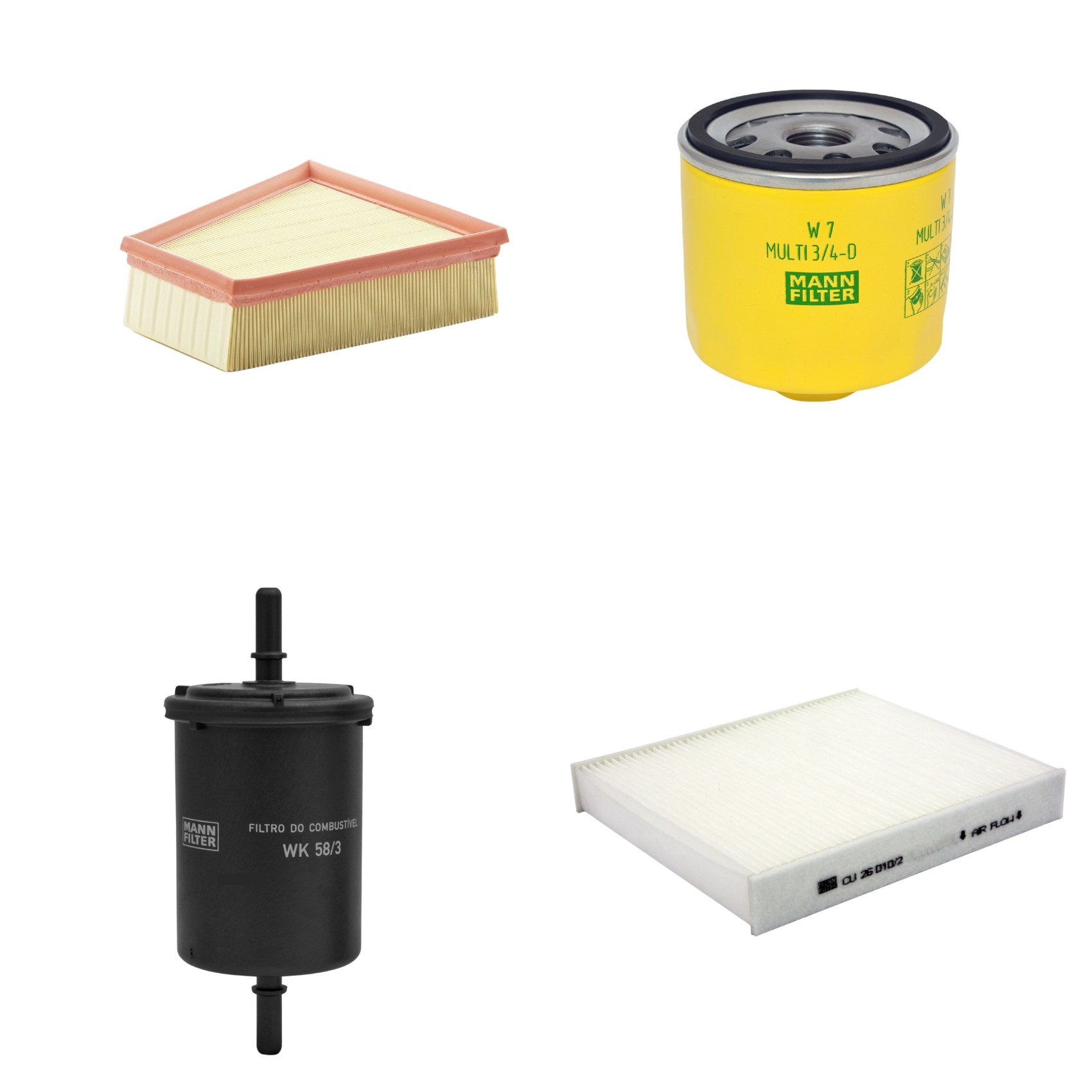 Kit Filtros de Ar Combustível Cabine Ar Condicionado Óleo - Mann-Filter - C2295/2 - CU26010/2 - W7MULTI3/4-D - WK58/3