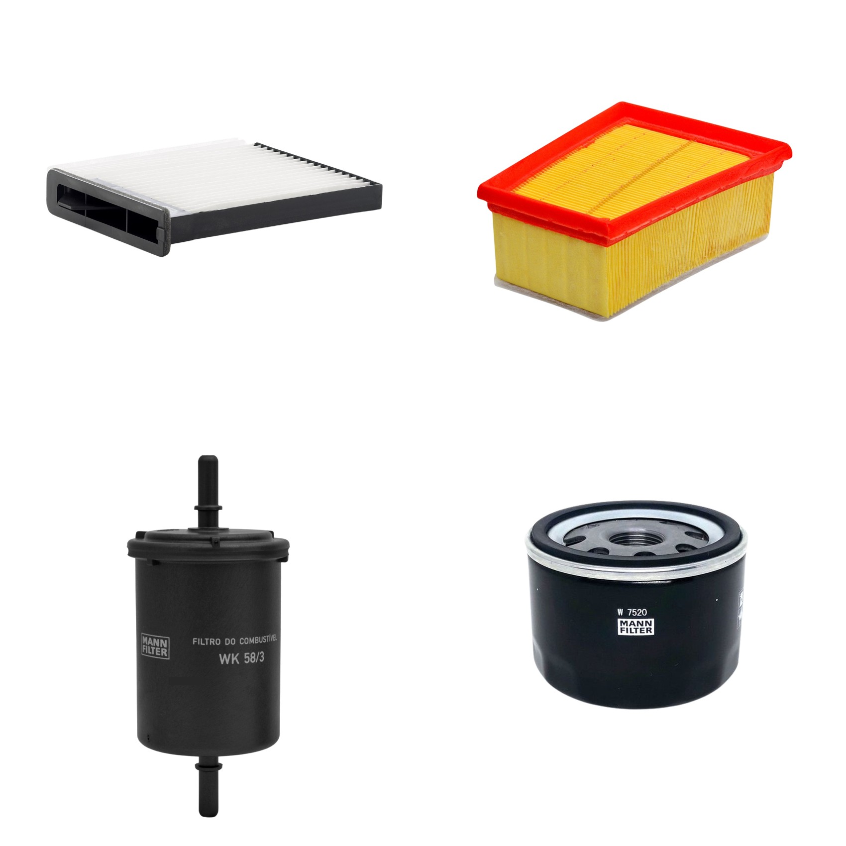 Kit Filtros de Ar Combustível Cabine Ar Condicionado Óleo - Mann-Filter - C1858/4 - CU22007 - W7520 - WK58/3