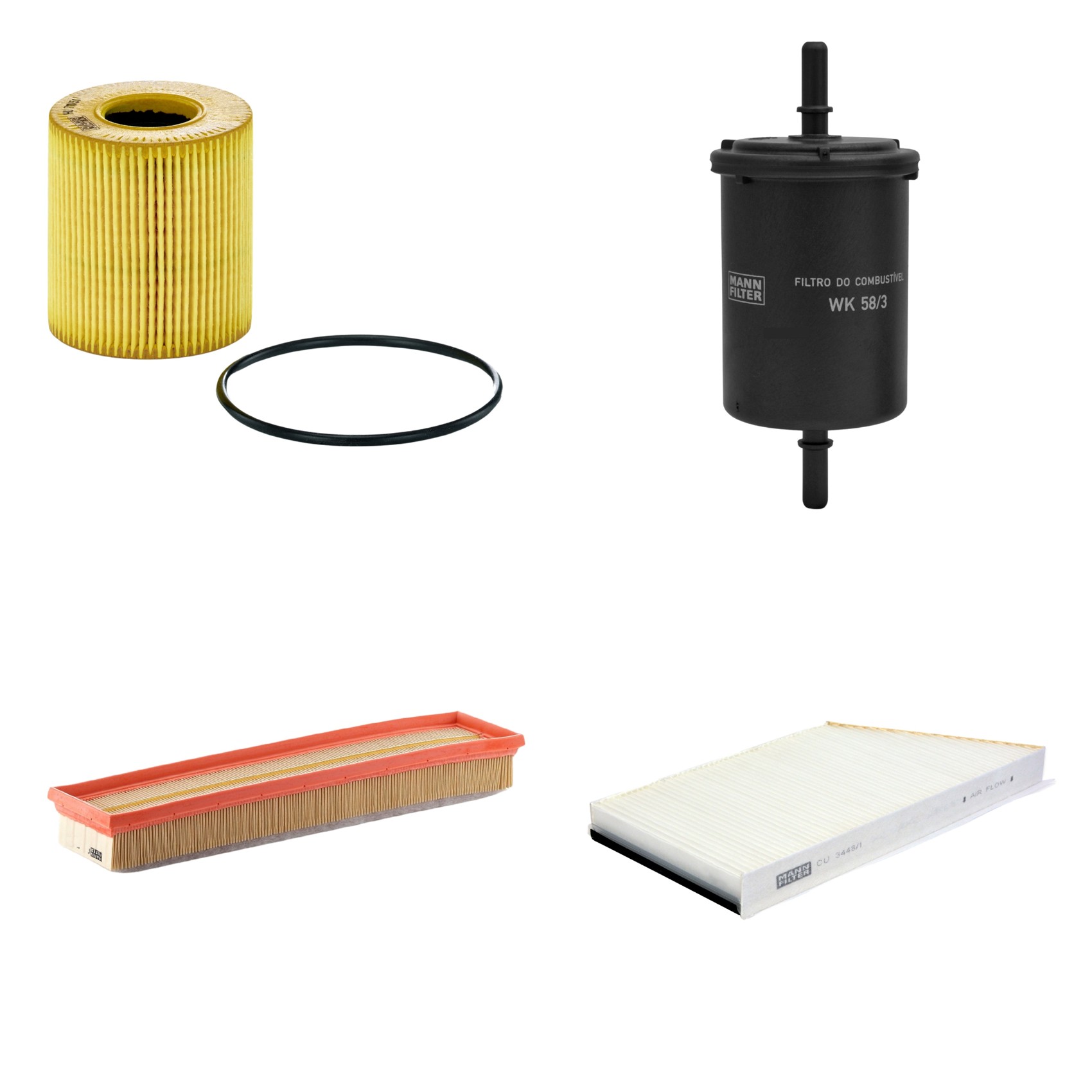 Kit Filtros de Ar Combustível Cabine Ar Condicionado Óleo - Mann-Filter - C4292/2 - CU3448/1 - HU711/51x - WK58/3