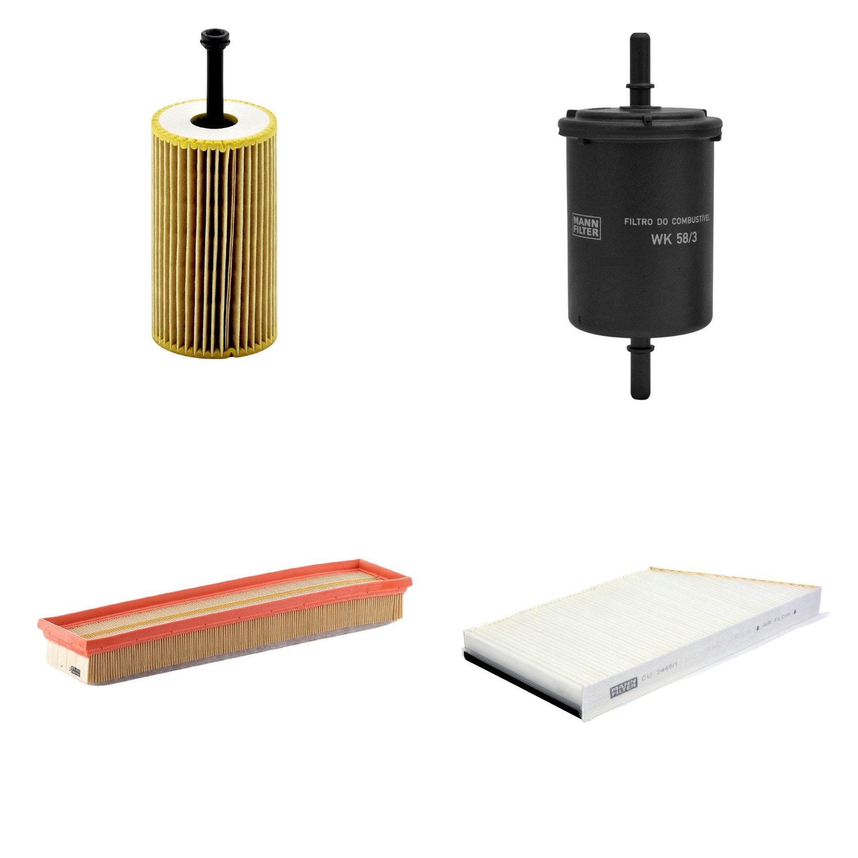 Kit Filtros de Ar Combustível Cabine Ar Condicionado Óleo - Mann-Filter - C4292/2 - CU3448/1 - HU612x - WK58/3