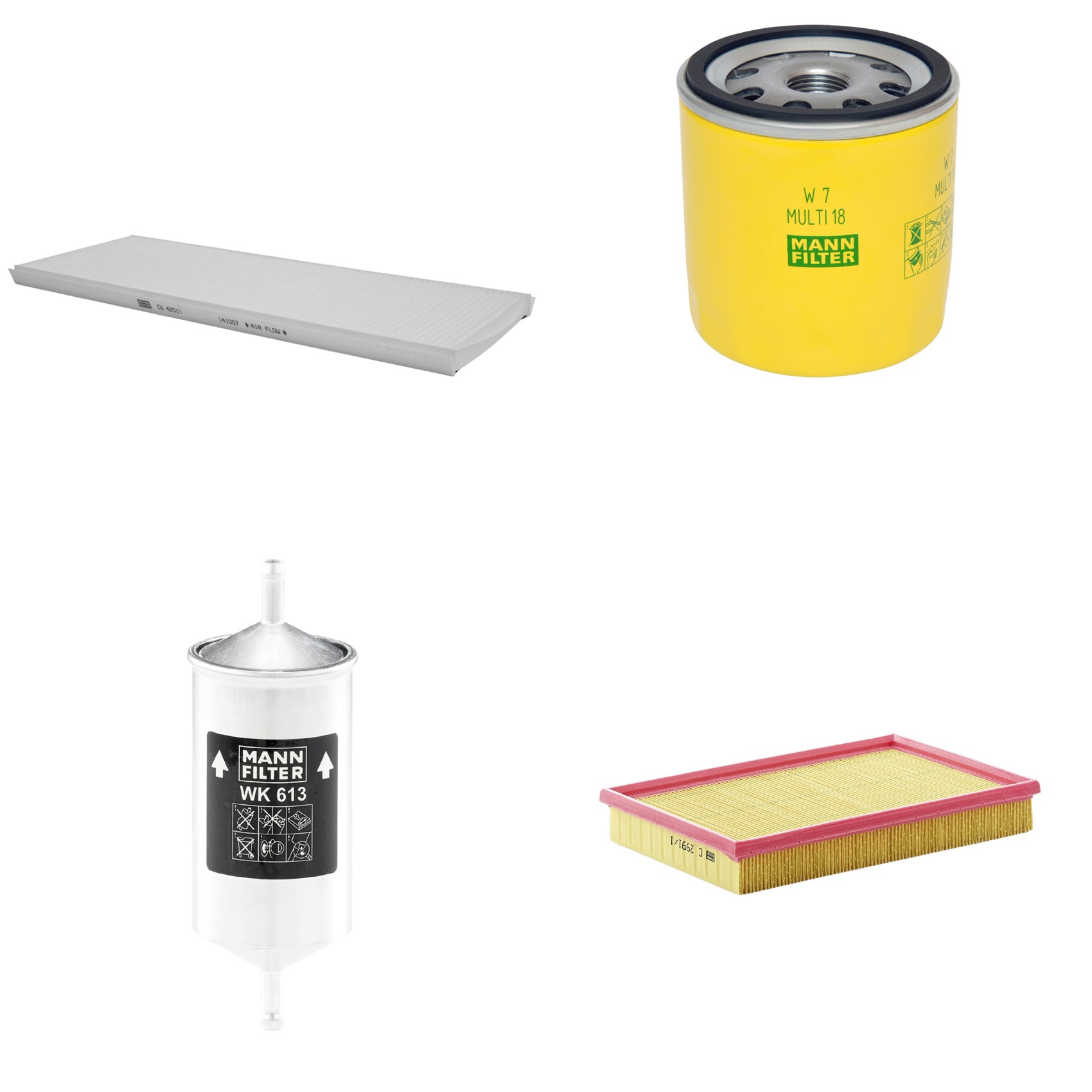 Kit Filtros de Ar Combustível Cabine Ar Condicionado Óleo - Mann-Filter - C2991/1 - CU4251/1 - W7MULTI18 - WK613