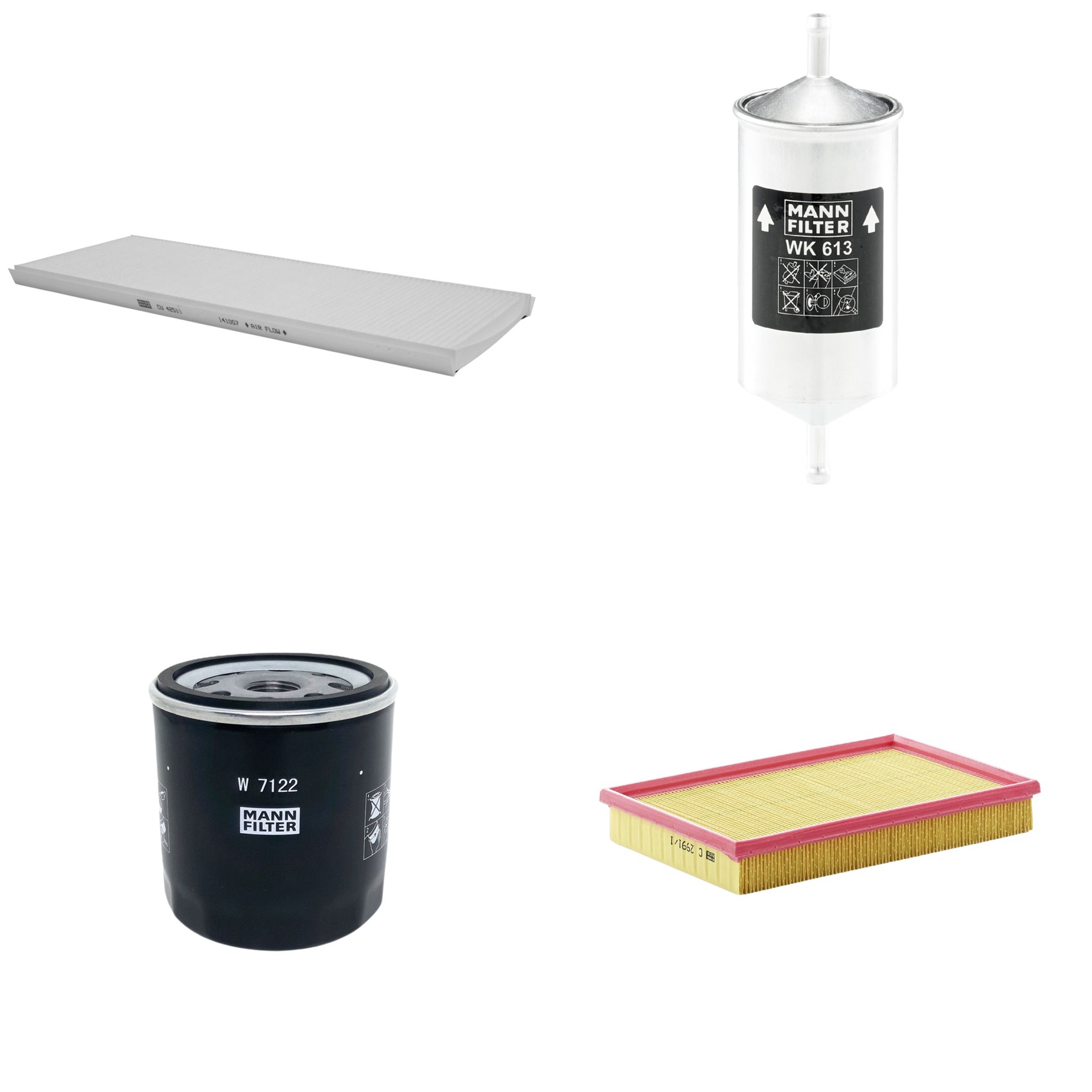 Kit Filtros de Ar Combustível Cabine Ar Condicionado Óleo - Mann-Filter - C2991/1 - CU4251/1 - W7122 - WK613