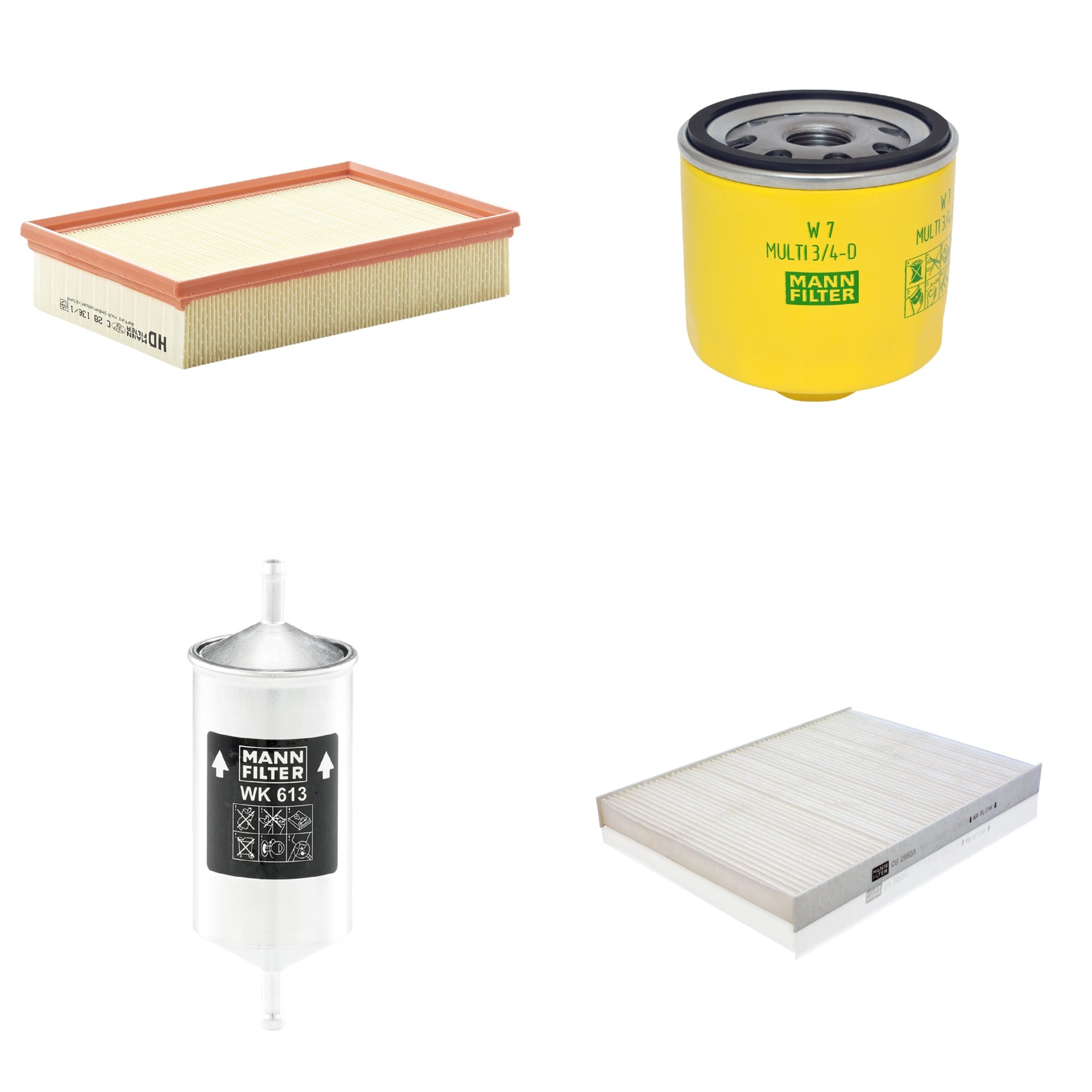 Kit Filtros de Ar Combustível Cabine Ar Condicionado Óleo - Mann-Filter - C28136/1 - CU2882/1 - W7MULTI3/4-D - WK613