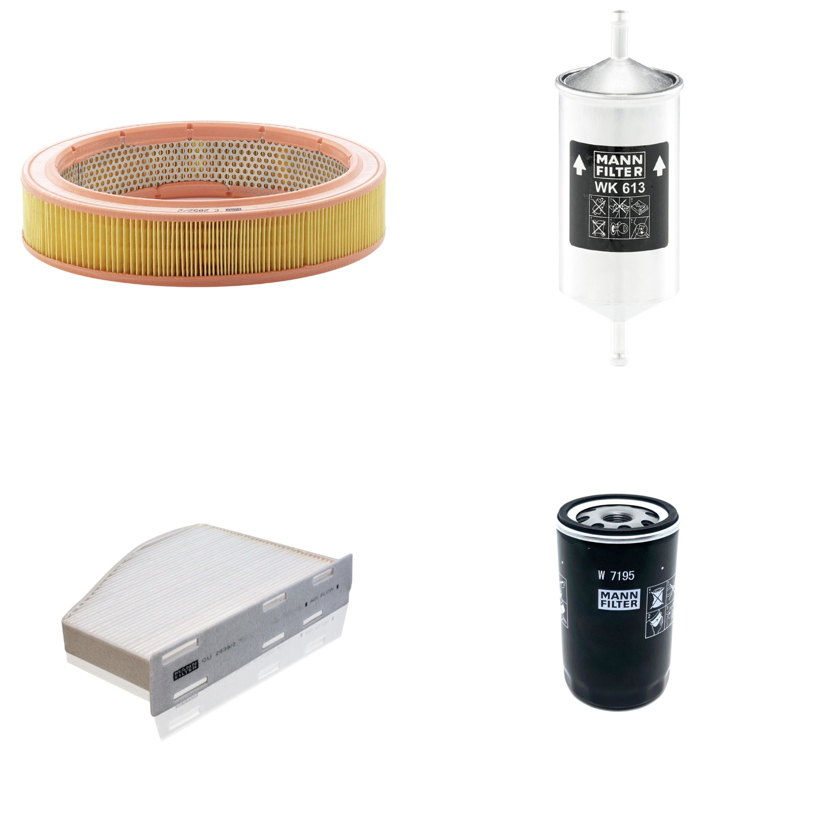 Kit Filtros de Ar Combustível Cabine Ar Condicionado Óleo - Mann-Filter - C2852/2 - CU2939/2 - W7195 - WK613
