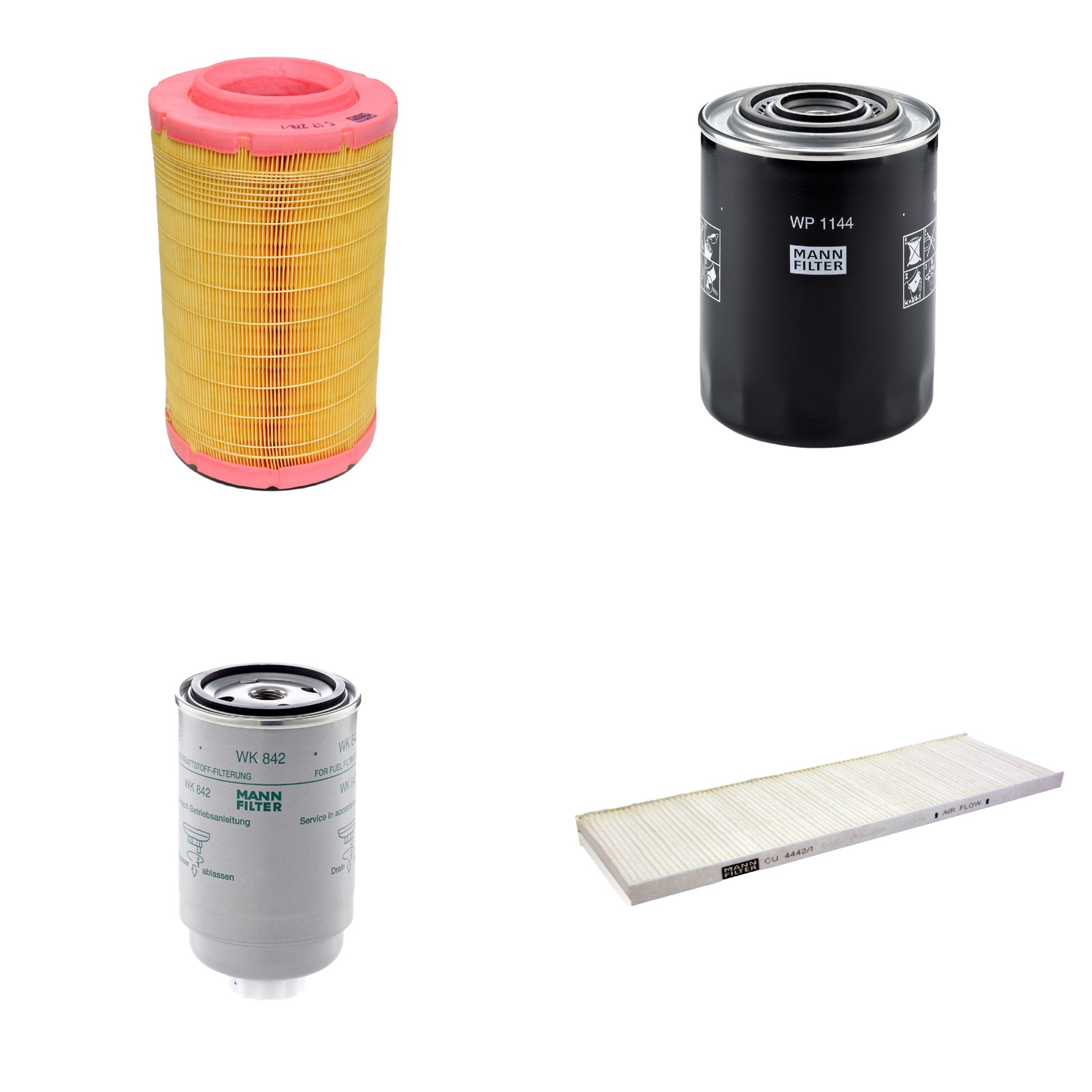 Kit Filtros de Ar Combustível Cabine Ar Condicionado Óleo - Mann-Filter - C17278/1 - CU4442/1 - WK842 - WP1144