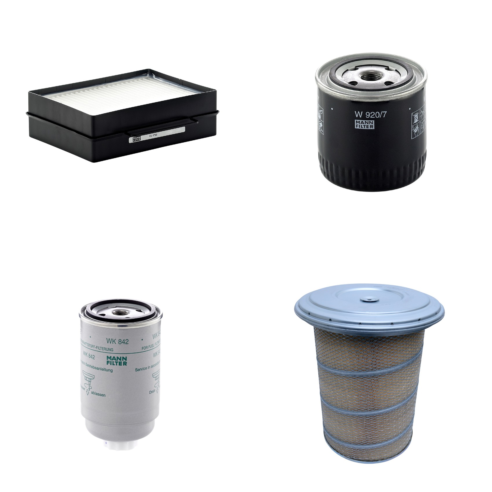 Kit Filtros de Ar Combustível Cabine Ar Condicionado Óleo - Mann-Filter - C30880/1 - CU1722 - W920/7 - WK842