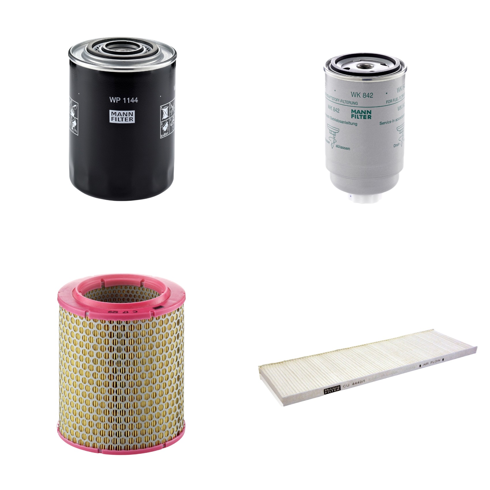 Kit Filtros de Ar Combustível Cabine Ar Condicionado Óleo - Mann-Filter - C17129 - CU4442/1 - WK842 - WP1144