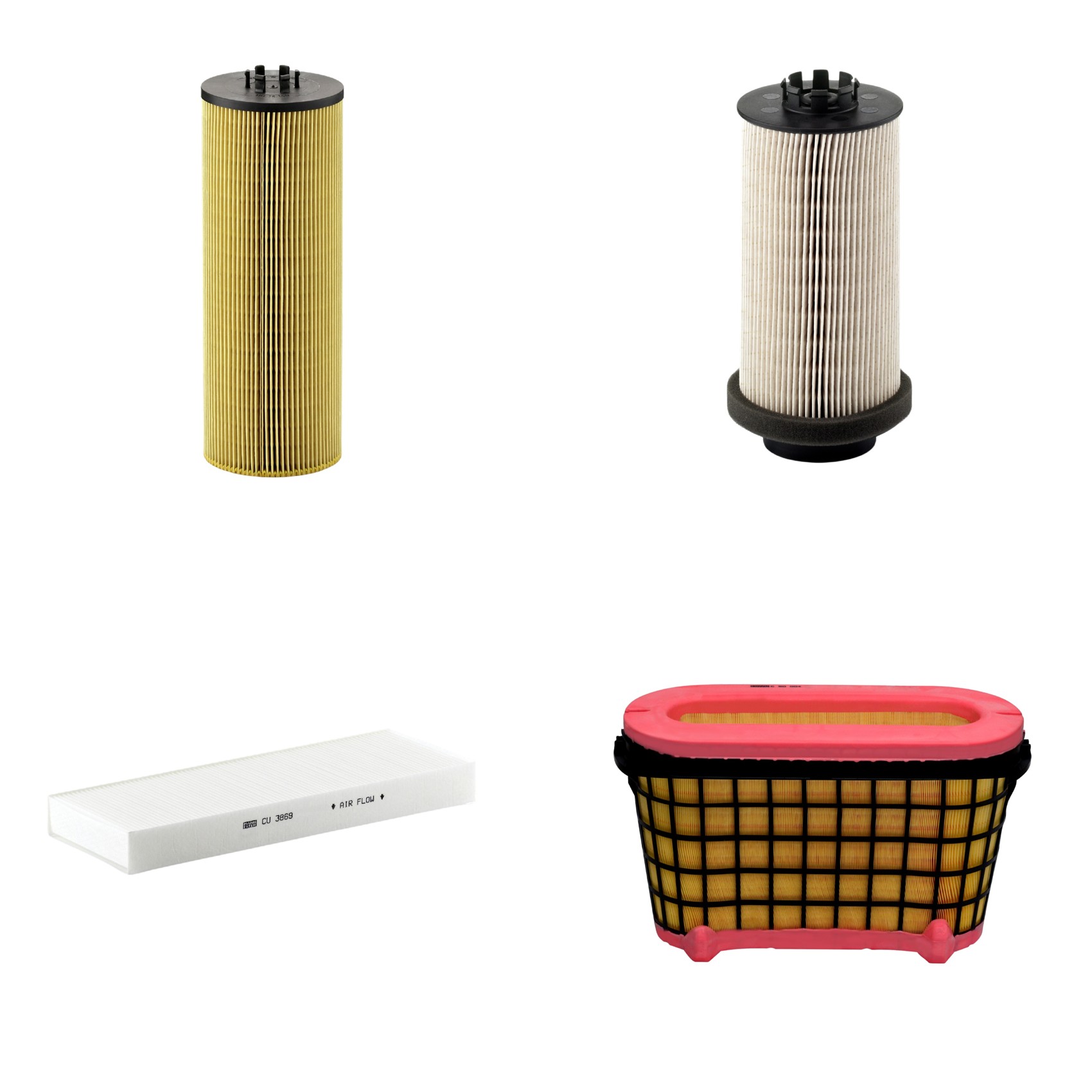 Kit Filtros de Ar Combustível Cabine Ar Condicionado Óleo - Mann-Filter - C50004 - CU3869 - HU12140x - PU999/1x