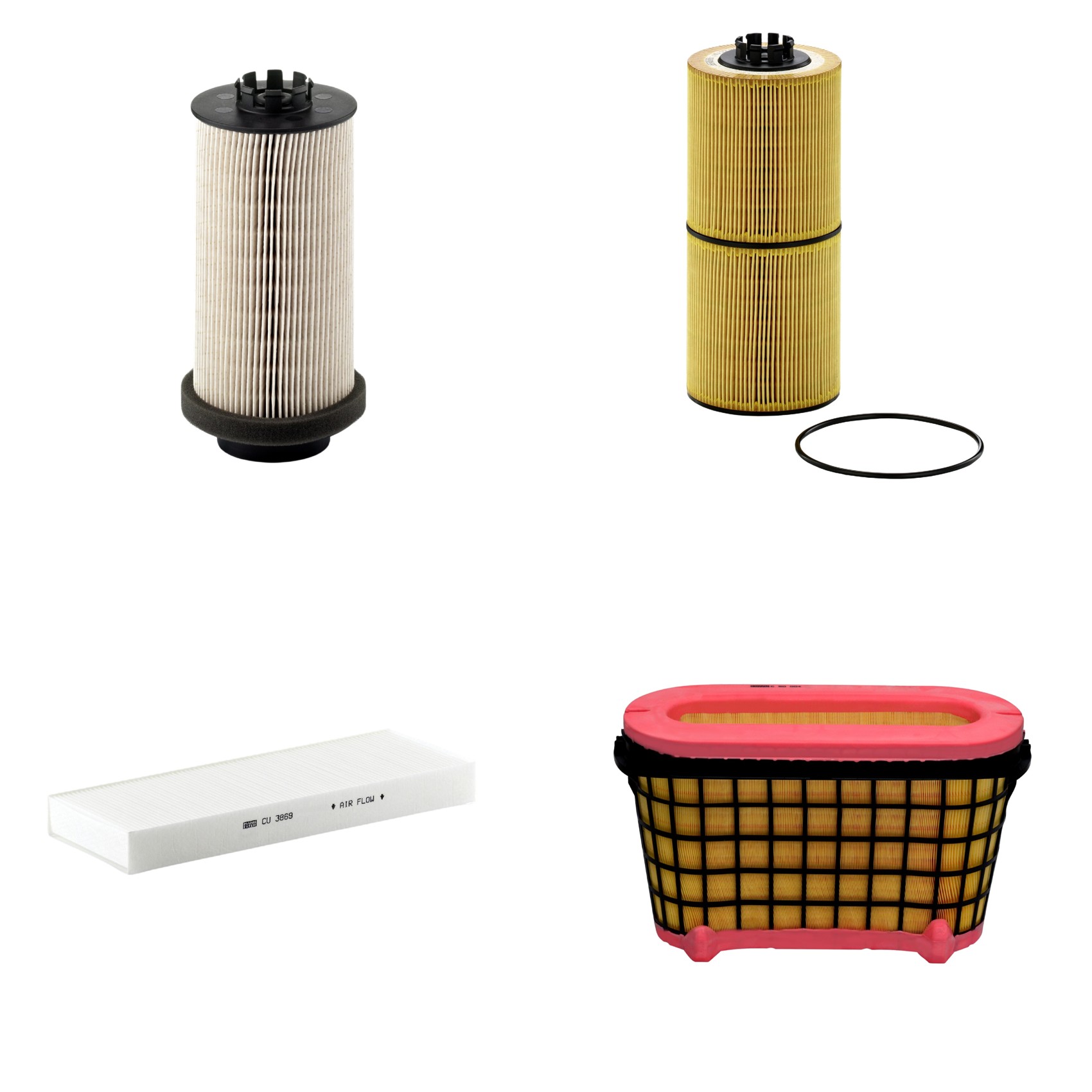 Kit Filtros de Ar Combustível Cabine Ar Condicionado Óleo - Mann-Filter - C50004 - CU3869 - HU12001z - PU999/1x