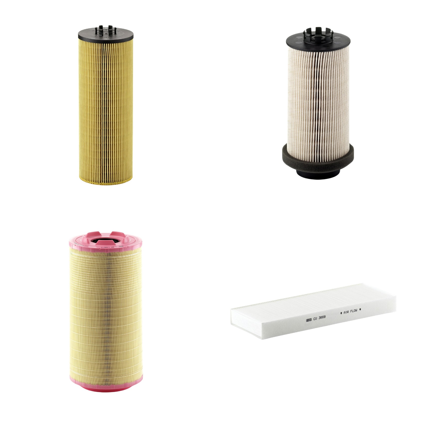 Kit Filtros de Ar Combustível Cabine Ar Condicionado Óleo - Mann-Filter - C271320/3 - CU3869 - HU12140x - PU999/1x