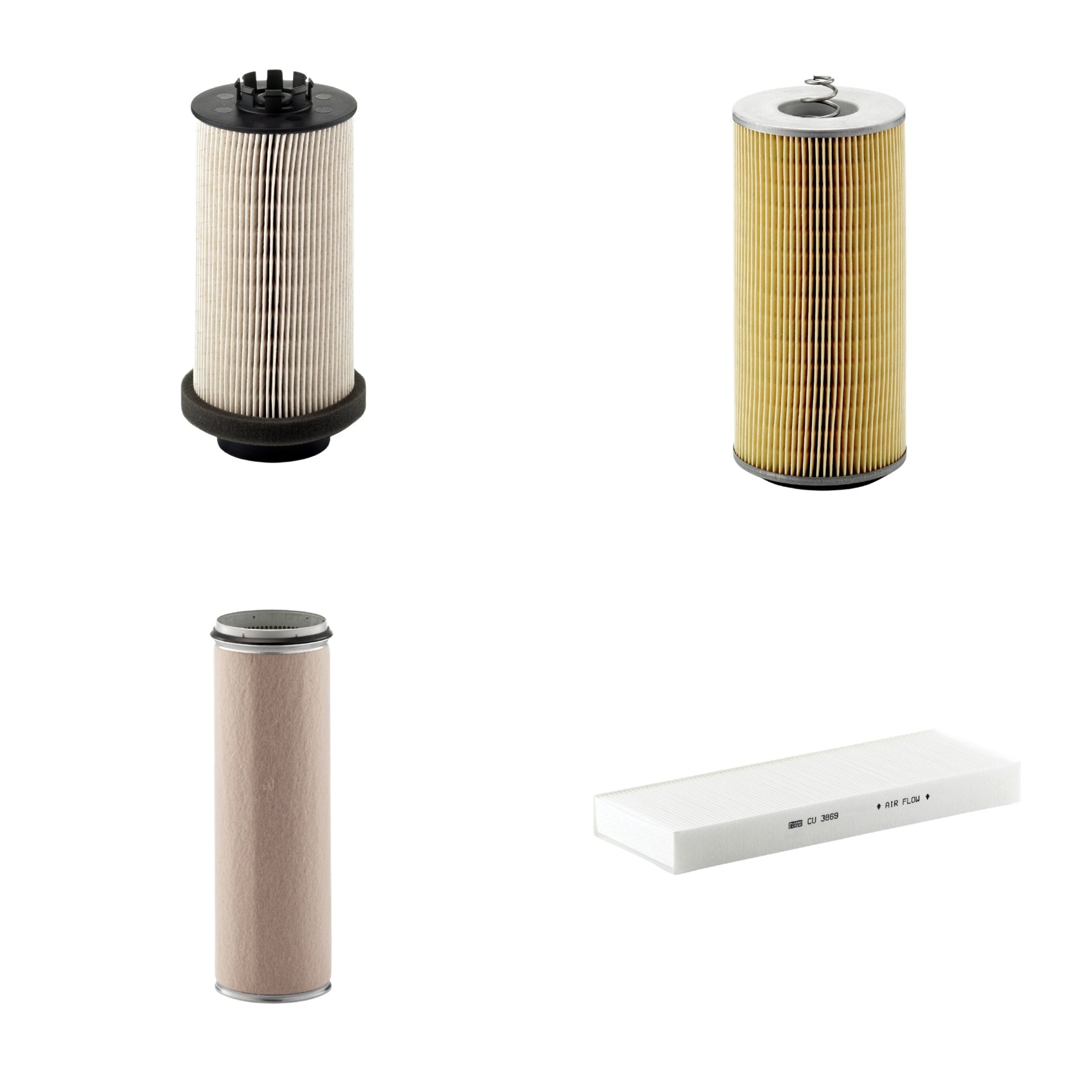 Kit Filtros de Ar Combustível Cabine Ar Condicionado Óleo - Mann-Filter - CF1600 - CU3869 - H12110/2x - PU999/1x