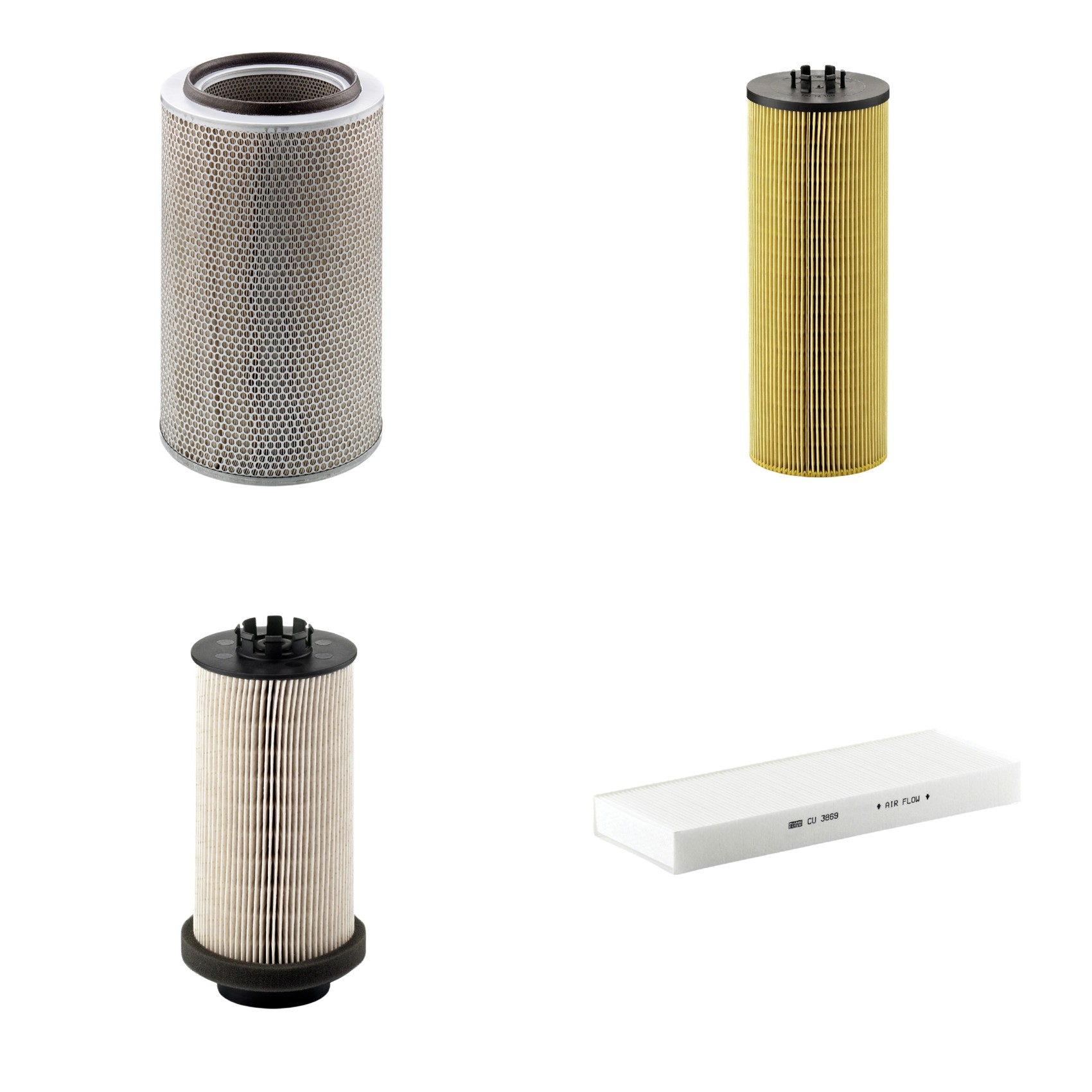 Kit Filtros de Ar Combustível Cabine Ar Condicionado Óleo - Mann-Filter - C30850/2 - CU3869 - HU12140x - PU999/1x