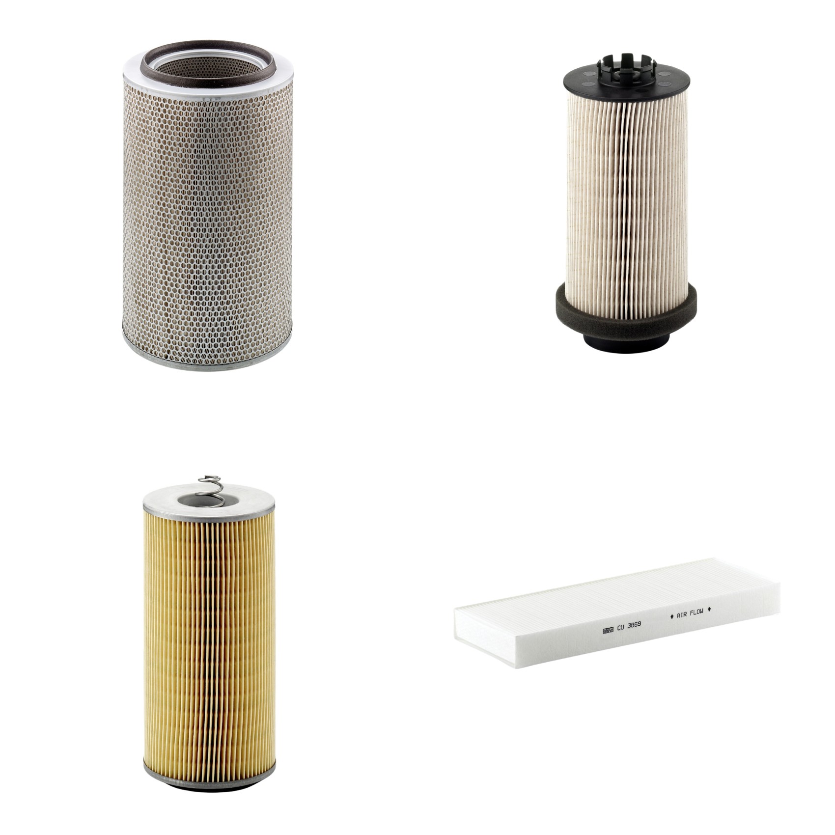 Kit Filtros de Ar Combustível Cabine Ar Condicionado Óleo - Mann-Filter - C30850/2 - CU3869 - H12110/2x - PU999/1x