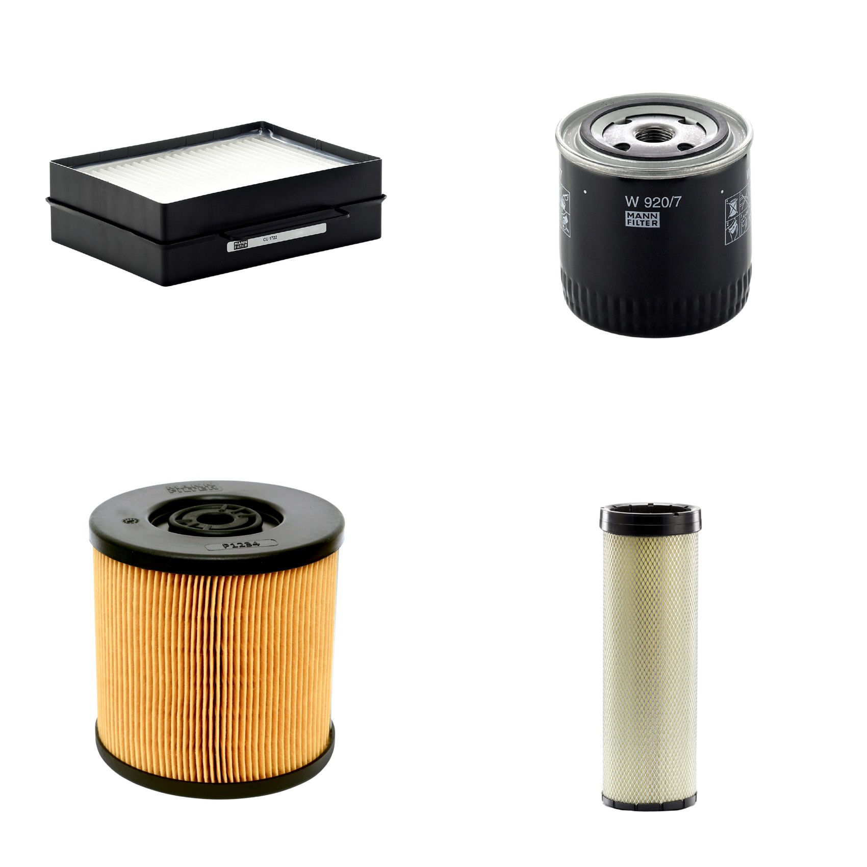 Kit Filtros de Ar Combustível Cabine Ar Condicionado Óleo - Mann-Filter - CF1720 - CU1722 - P1234 - W920/7