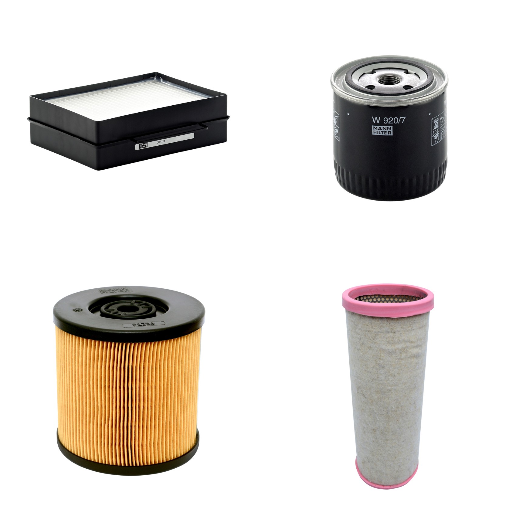 Kit Filtros de Ar Combustível Cabine Ar Condicionado Óleo - Mann-Filter - CF1711 - CU1722 - P1234 - W920/7