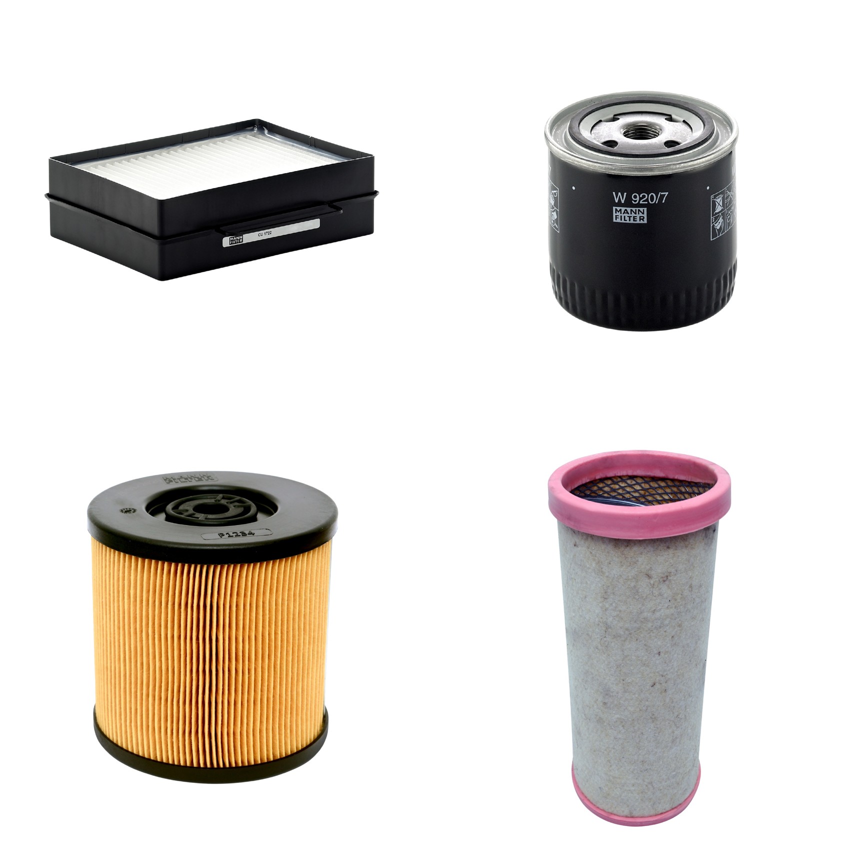 Kit Filtros de Ar Combustível Cabine Ar Condicionado Óleo - Mann-Filter - CF1710 - CU1722 - P1234 - W920/7
