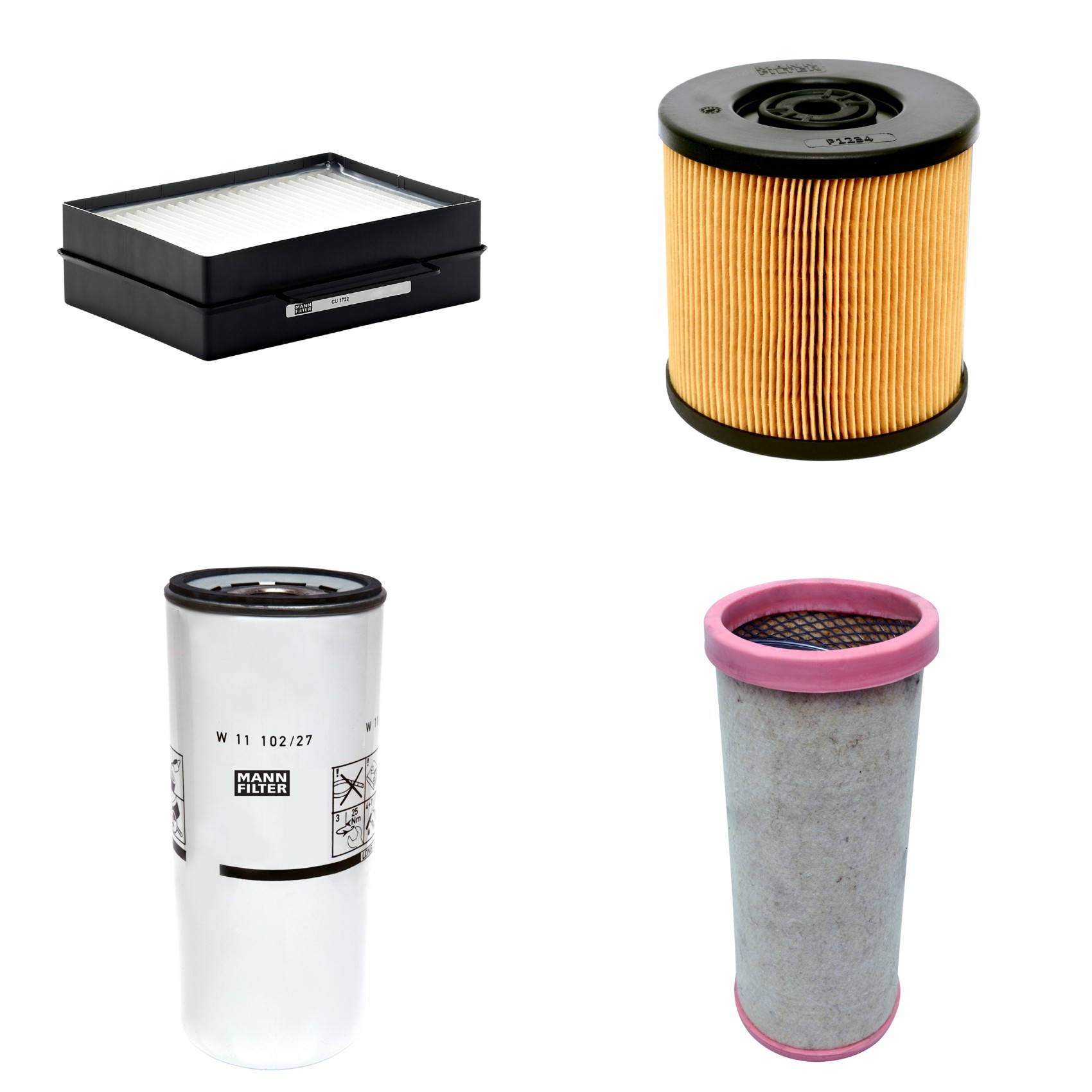 Kit Filtros de Ar Combustível Cabine Ar Condicionado Óleo - Mann-Filter - CF1710 - CU1722 - P1234 - W11102/27